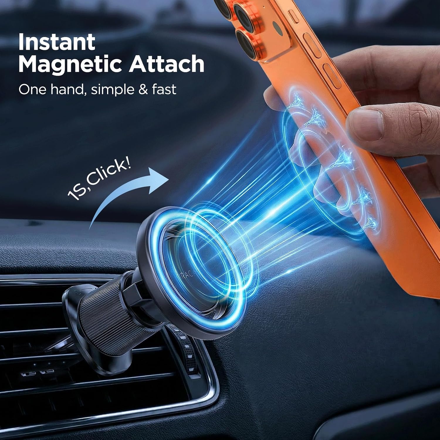 image:imageMiracase Car Phone Holder for Magsafe Strong Magnets Magnetic Phone Holders for Your Car 360Adjustable Air Vent Hands Free Cell Phone Mount Cradle Fit iPhone 1712 amp All Smartphones Carbon FiberDark Black