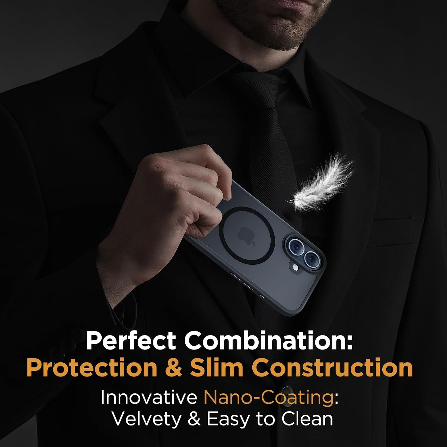 image:imageMiracase for iPhone 16 Pro Matte Series Case Magnetic OrangeBlack