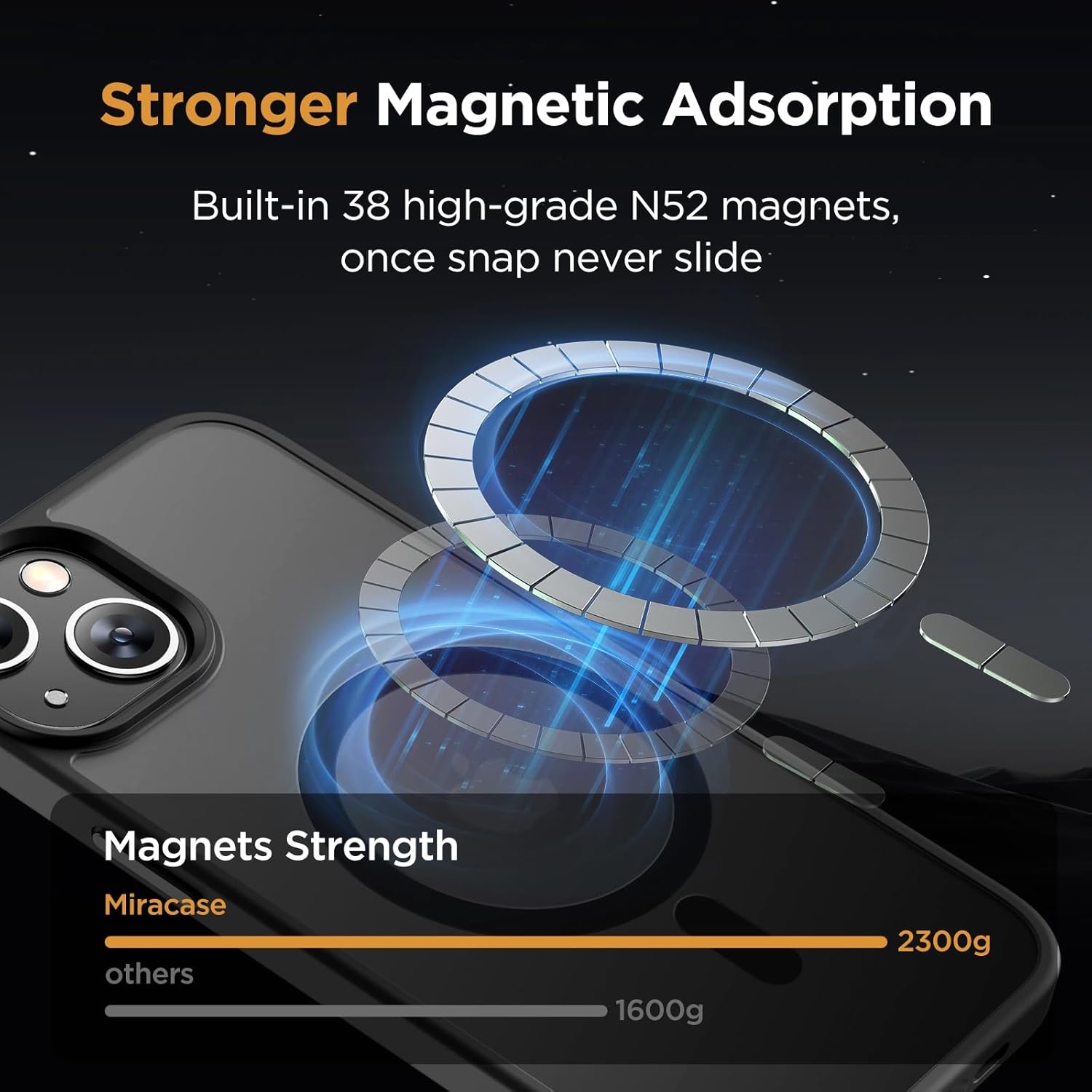 image:imageMiracase for iPhone 16 Pro Matte Series Case Magnetic OrangeBlack