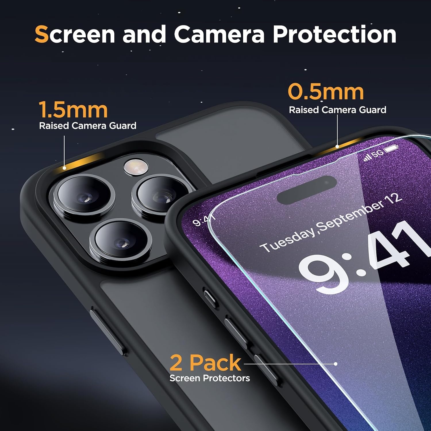 image:imageMiracase for iPhone 16 Pro Matte Series Case Magnetic OrangeBlack