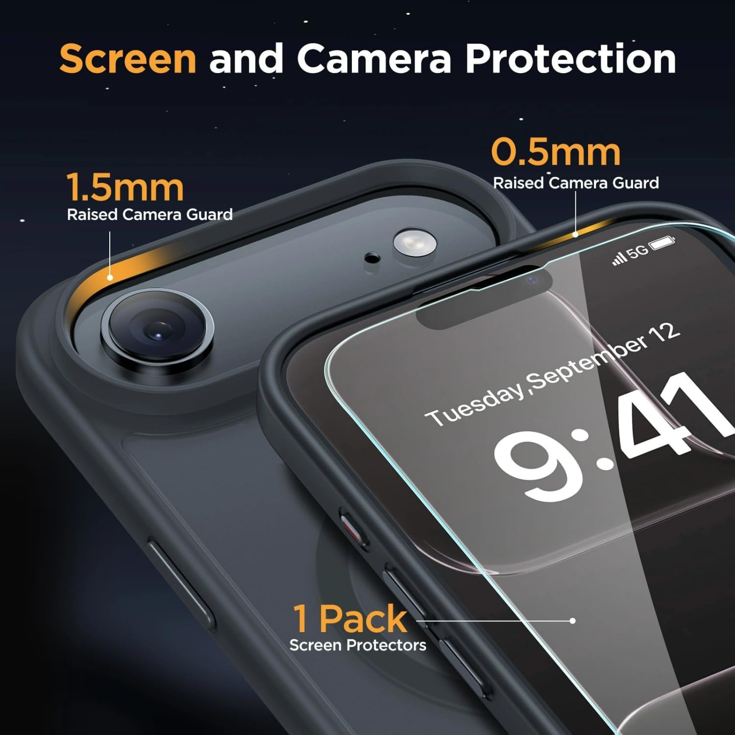image:imageMiracase for iPhone 16 Pro Matte Series Case Magnetic OrangeBlack