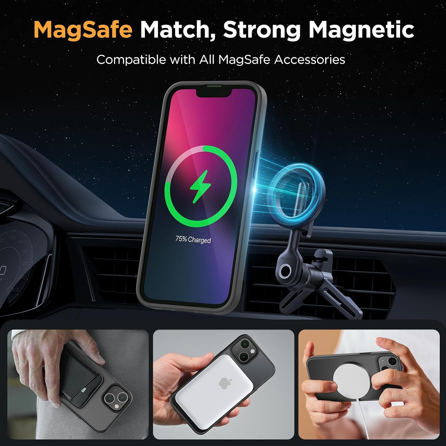 image:imageMiracase for iPhone 16 Pro Matte Series Case Magnetic OrangeBlack