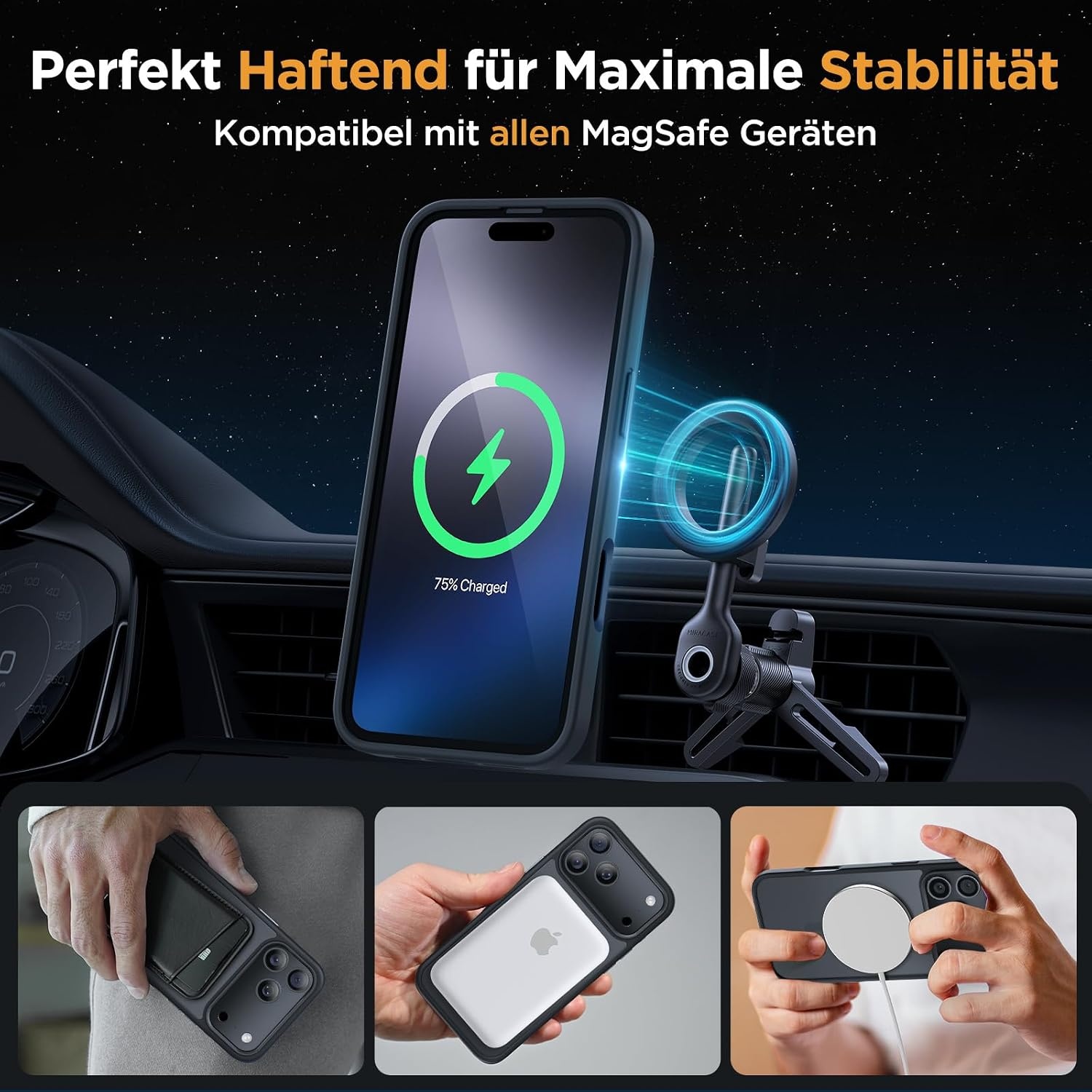 image:imageMiracase for iPhone 16 Pro Matte Series Case Magnetic OrangeBlack