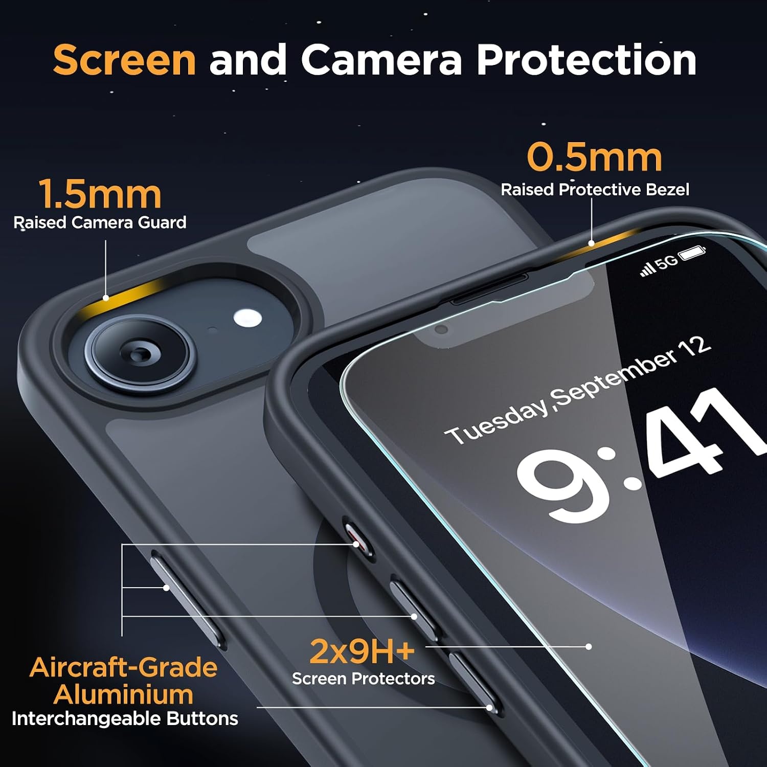 image:imageMiracase for iPhone 16 Pro Matte Series Case Magnetic OrangeBlack