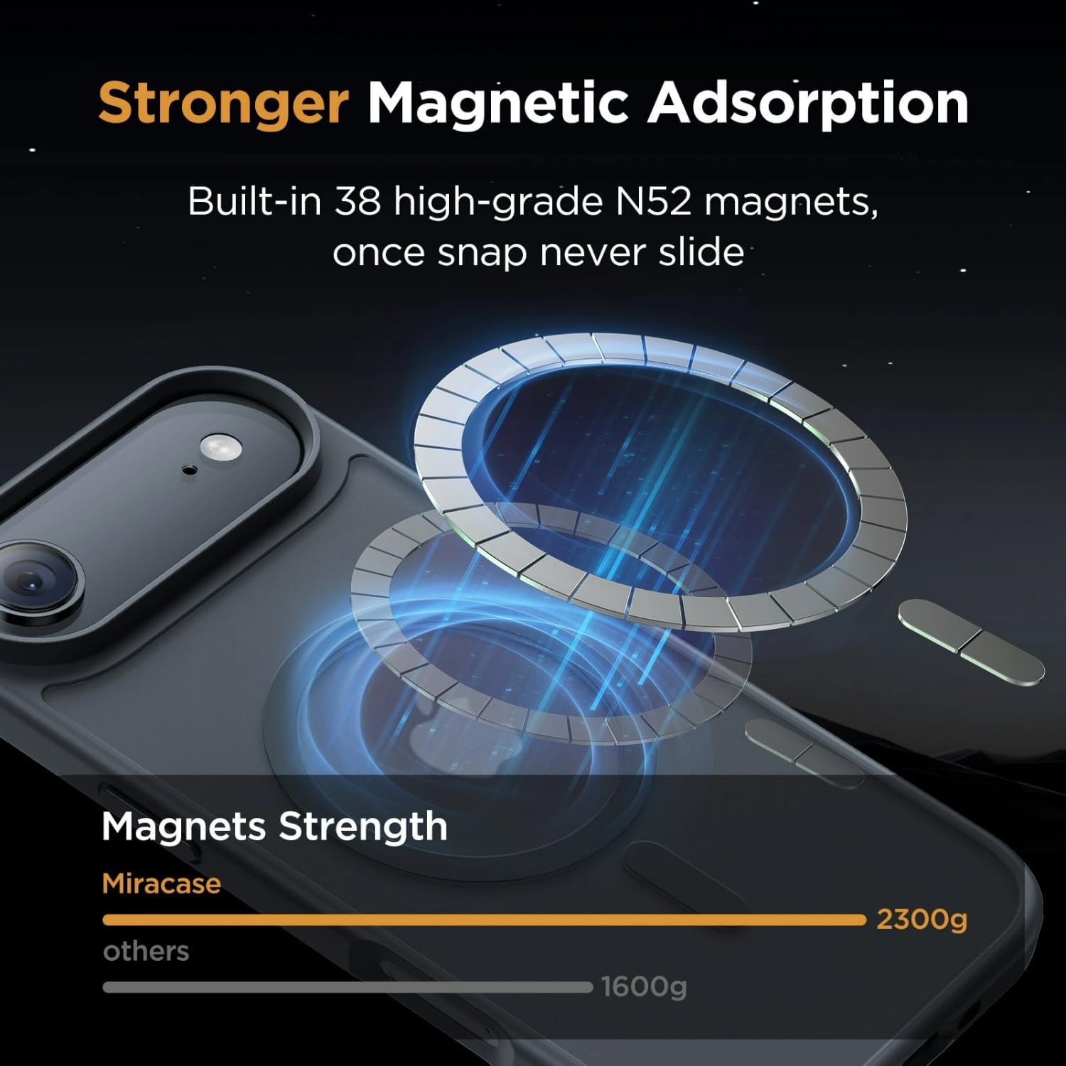 image:imageMiracase for iPhone 16 Pro Matte Series Case Magnetic OrangeBlack