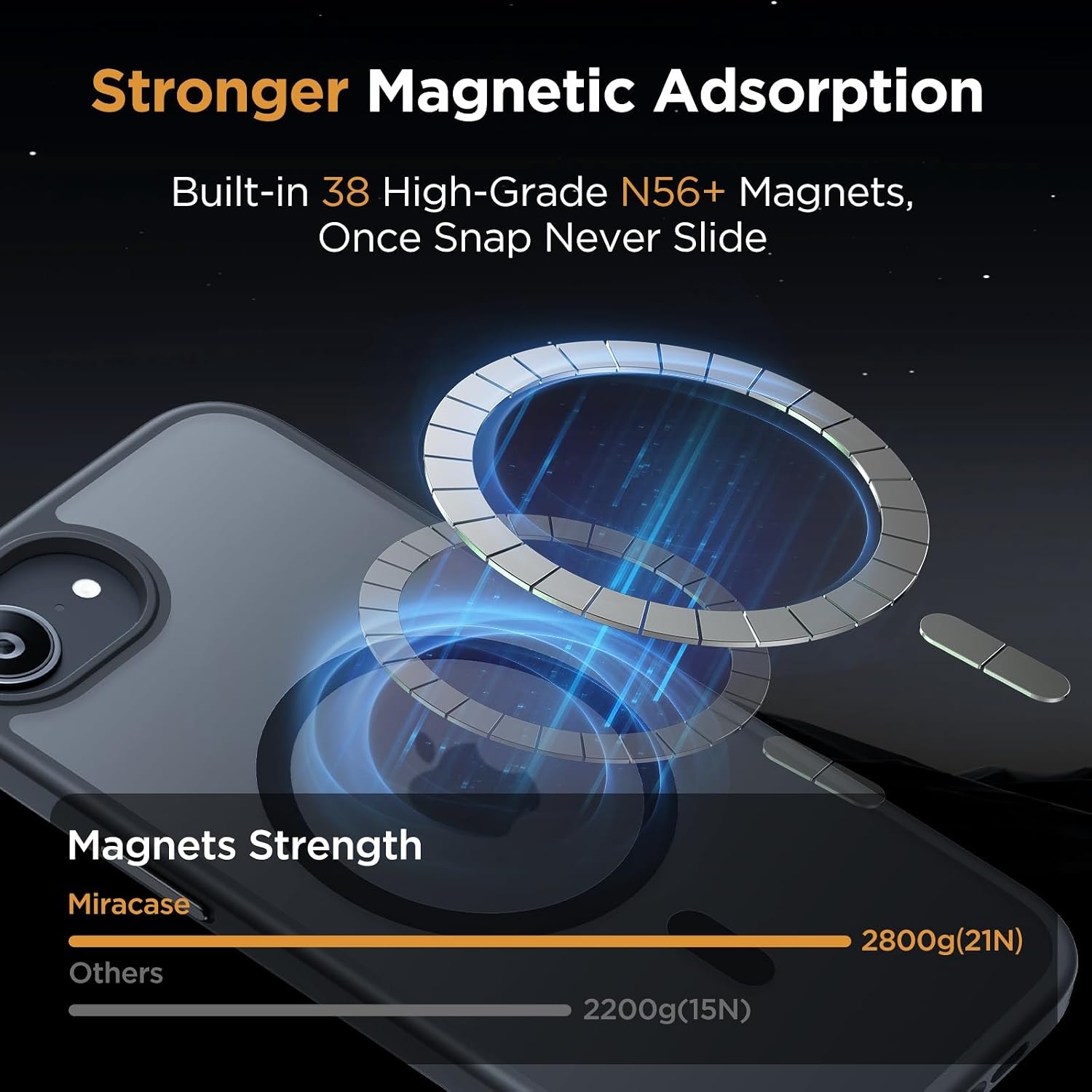 image:imageMiracase for iPhone 16 Pro Matte Series Case Magnetic OrangeBlack