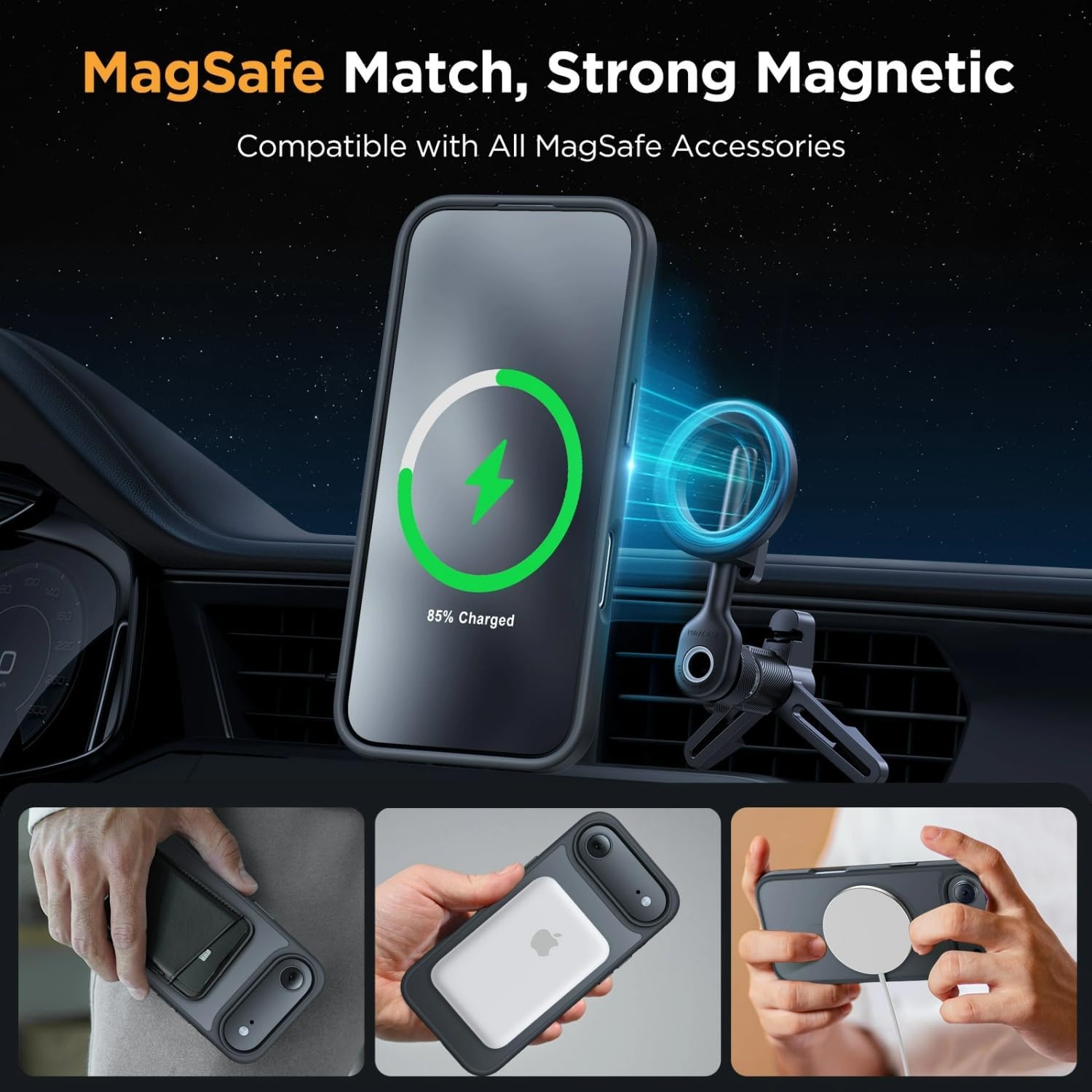 image:imageMiracase for iPhone 16 Pro Matte Series Case Magnetic OrangeBlack