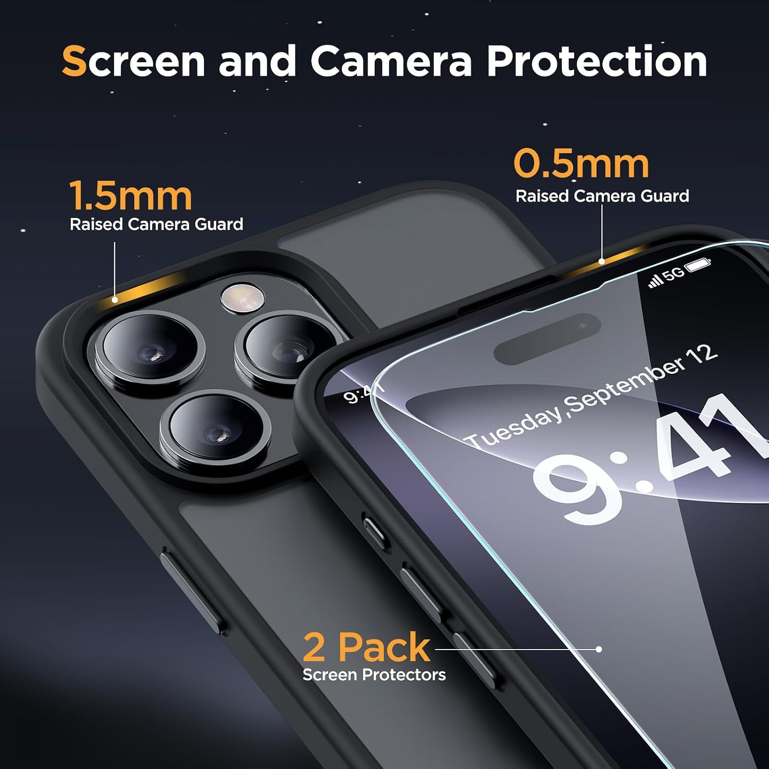 image:imageMiracase for iPhone 16 Pro Matte Series Case Magnetic OrangeBlack