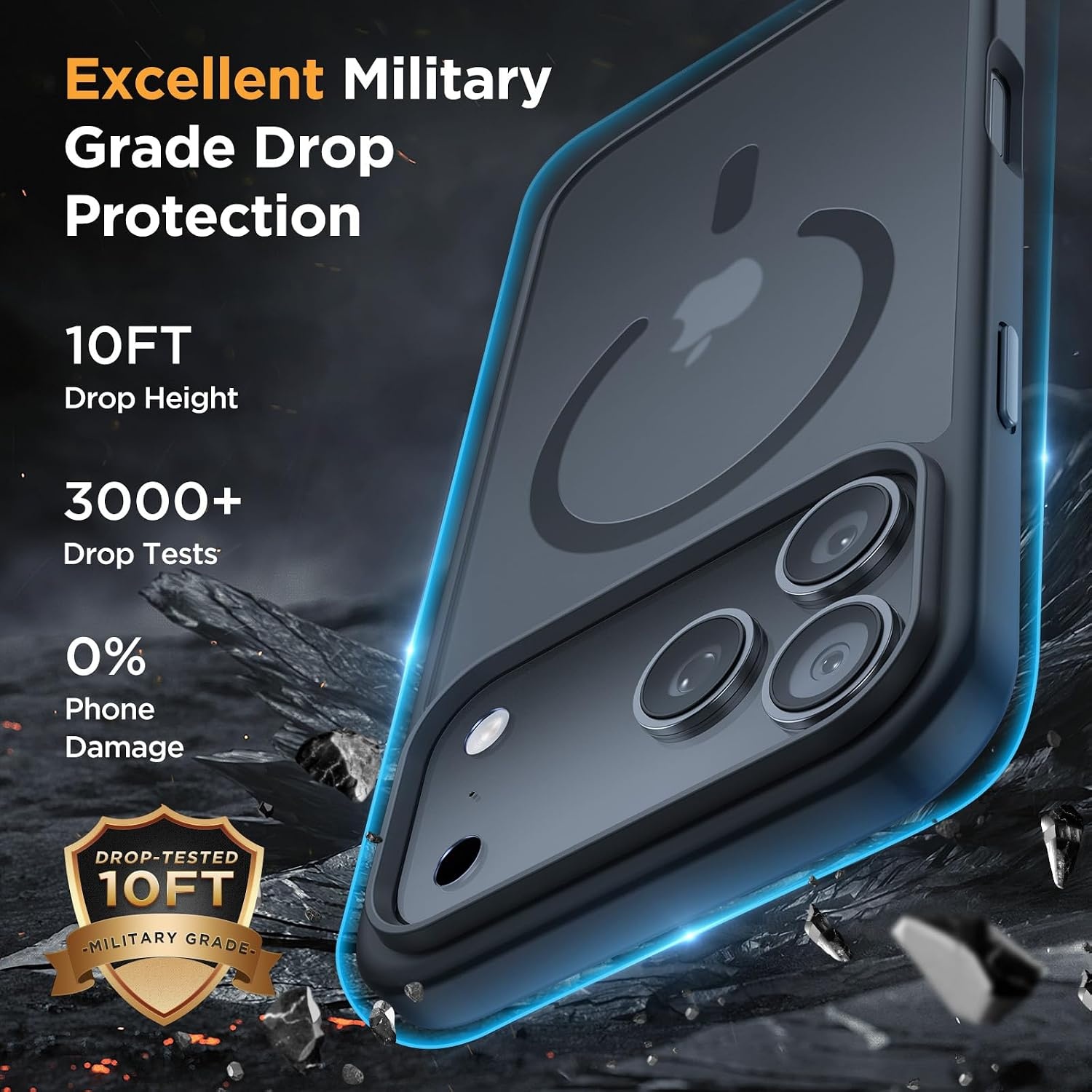 image:imageMiracase for iPhone 16 Pro Matte Series Case Magnetic OrangeBlack