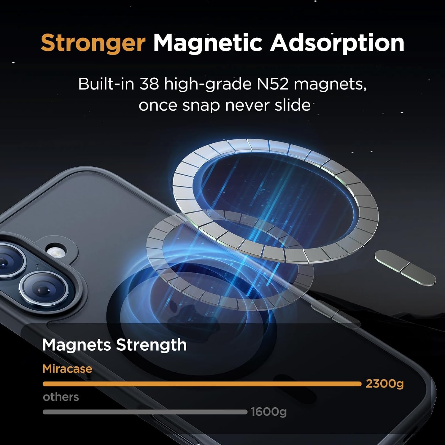 image:imageMiracase for iPhone 16 Pro Matte Series Case Magnetic OrangeBlack