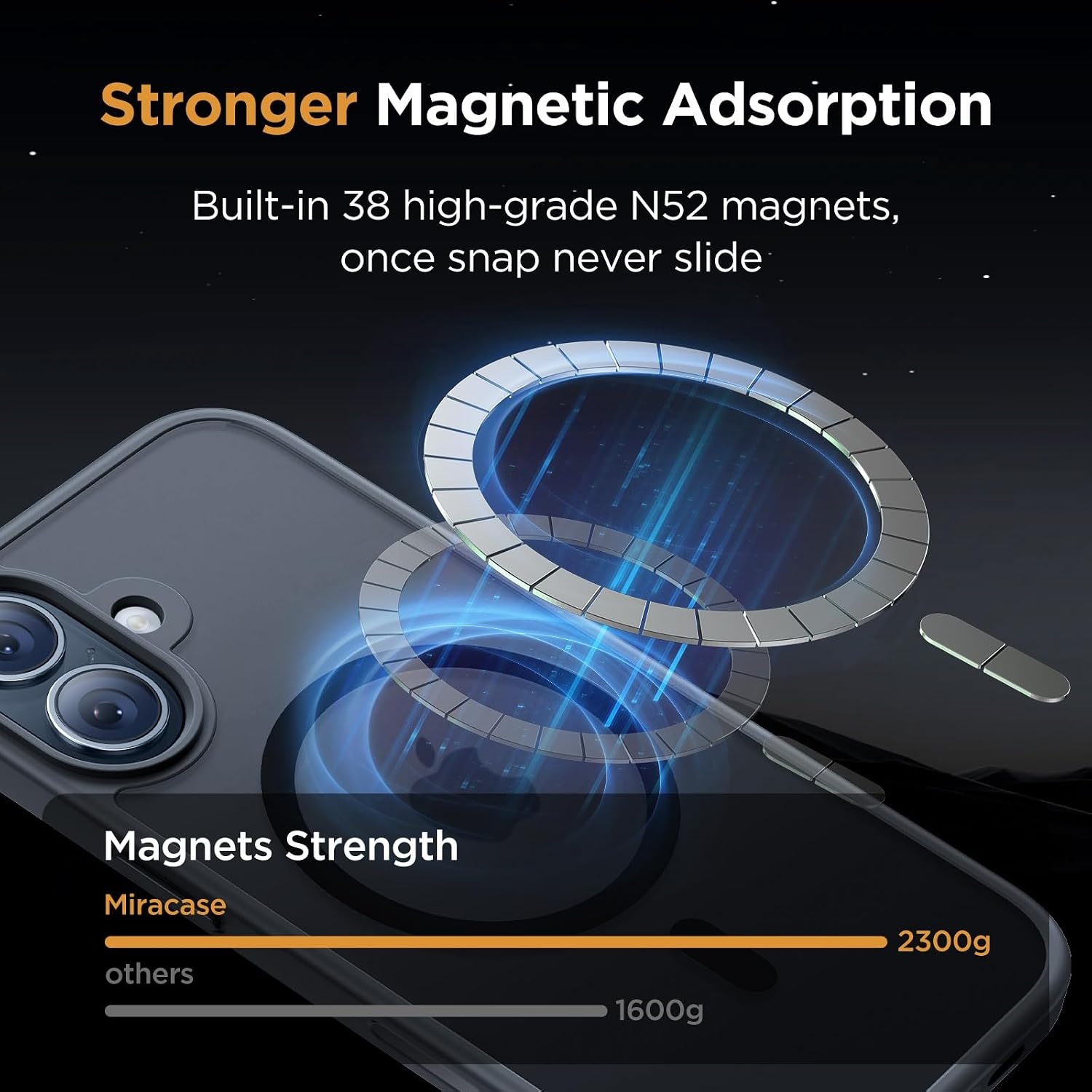 image:imageMiracase for iPhone 16 Pro Matte Series Case Magnetic OrangeBlack
