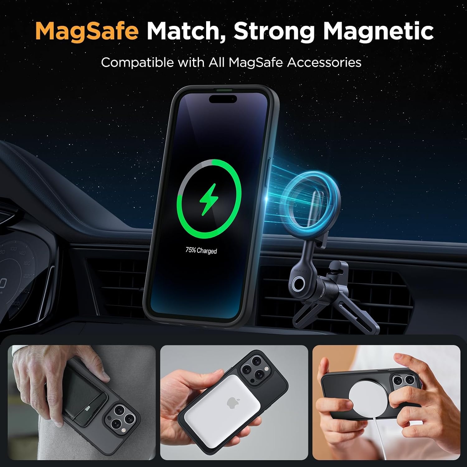 image:imageMiracase for iPhone 16 Pro Matte Series Case Magnetic OrangeBlack
