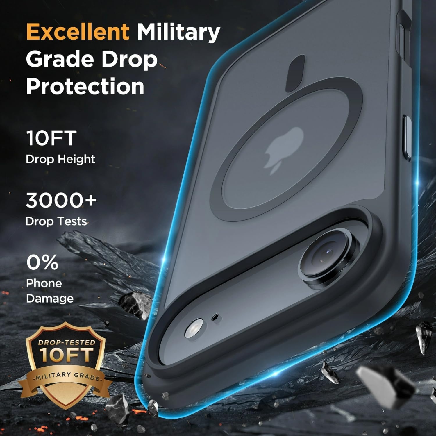 image:imageMiracase for iPhone 16 Pro Matte Series Case Magnetic OrangeBlack