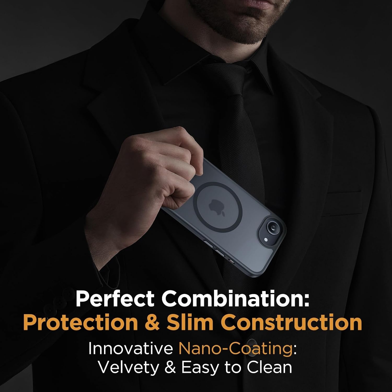 image:imageMiracase for iPhone 16 Pro Matte Series Case Magnetic OrangeBlack