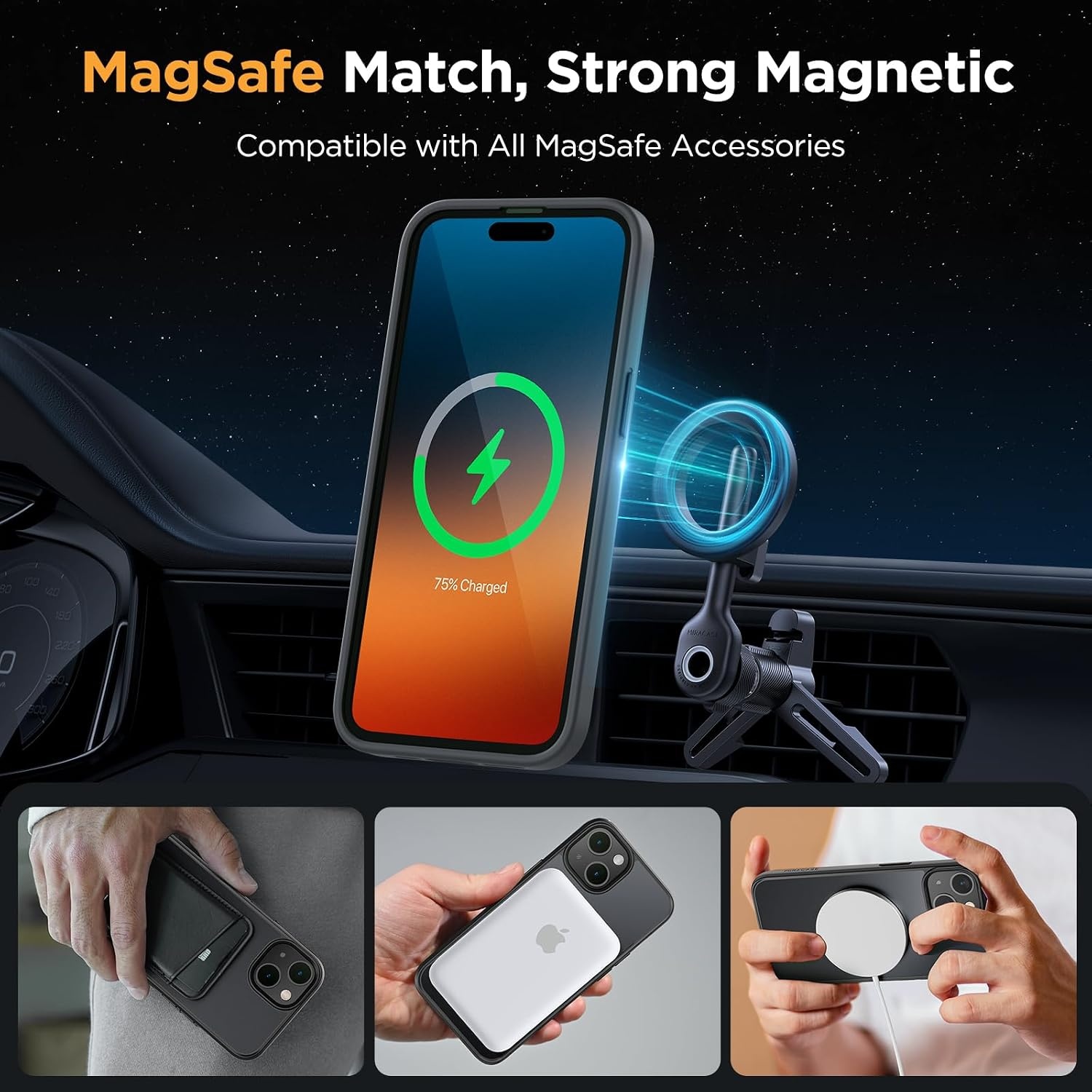 image:imageMiracase for iPhone 16 Pro Matte Series Case Magnetic OrangeBlack