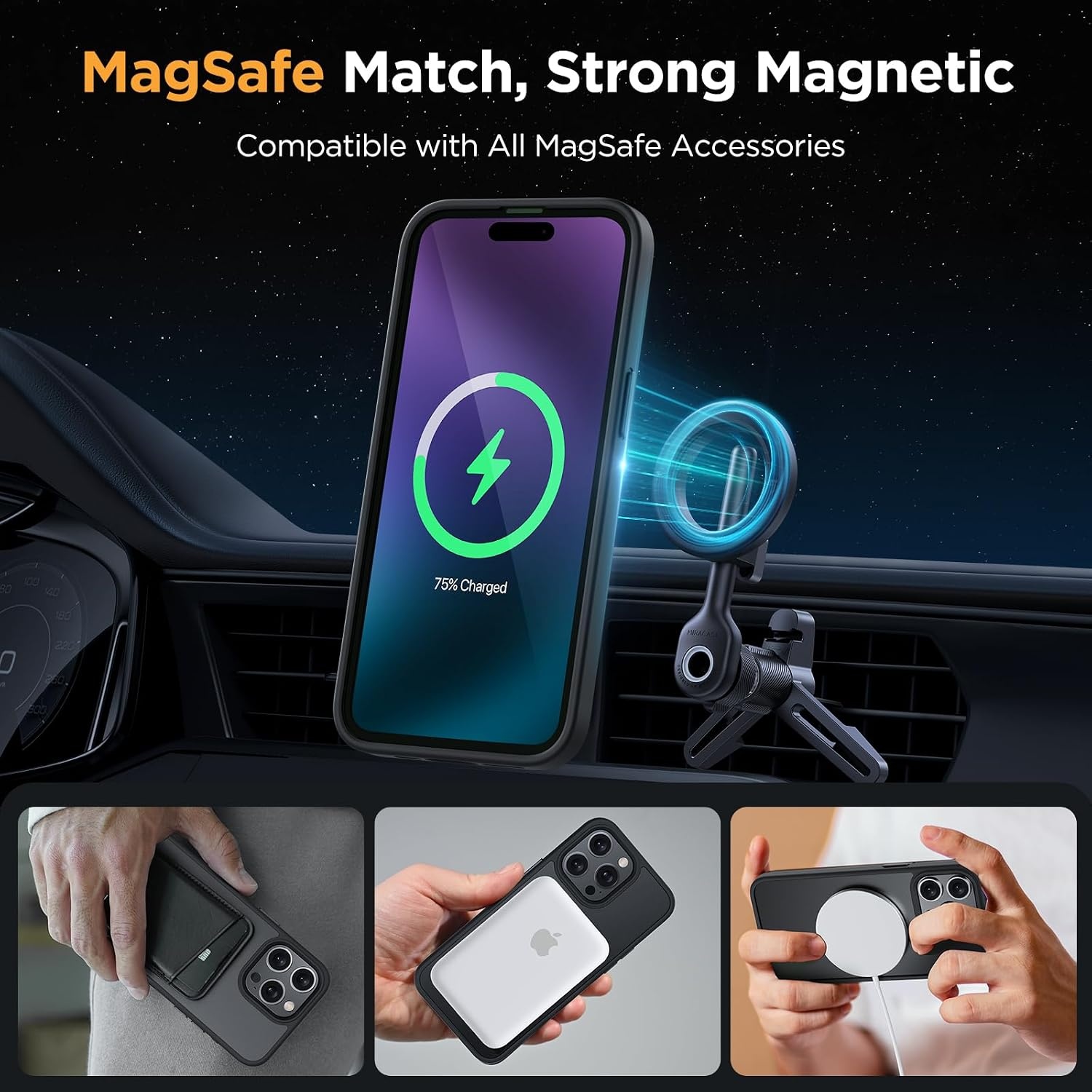 image:imageMiracase for iPhone 16 Pro Matte Series Case Magnetic OrangeBlack