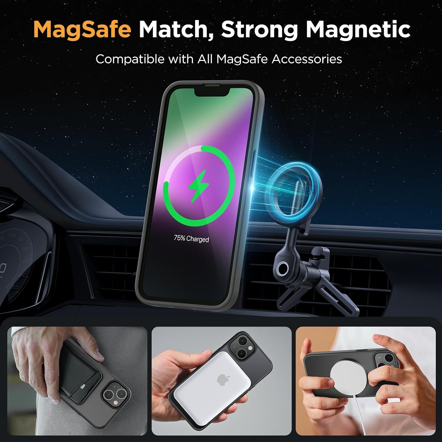 image:imageMiracase for iPhone 16 Pro Matte Series Case Magnetic OrangeBlack