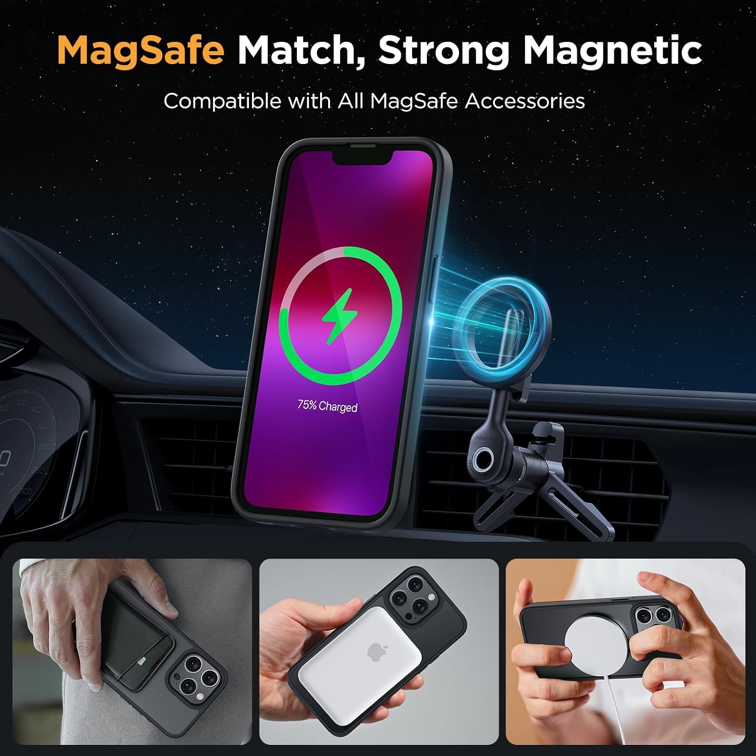 image:imageMiracase for iPhone 16 Pro Matte Series Case Magnetic OrangeBlack