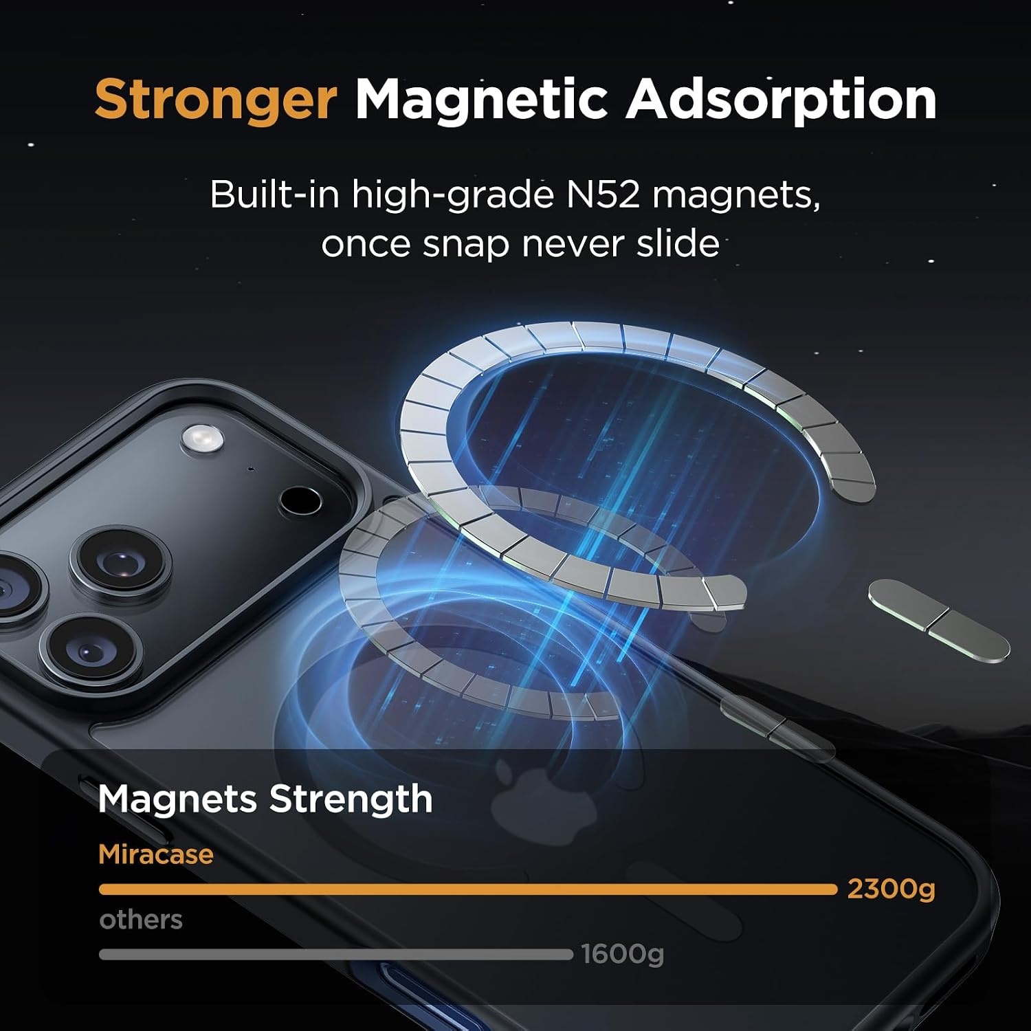 image:imageMiracase for iPhone 16 Pro Matte Series Case Magnetic OrangeBlack