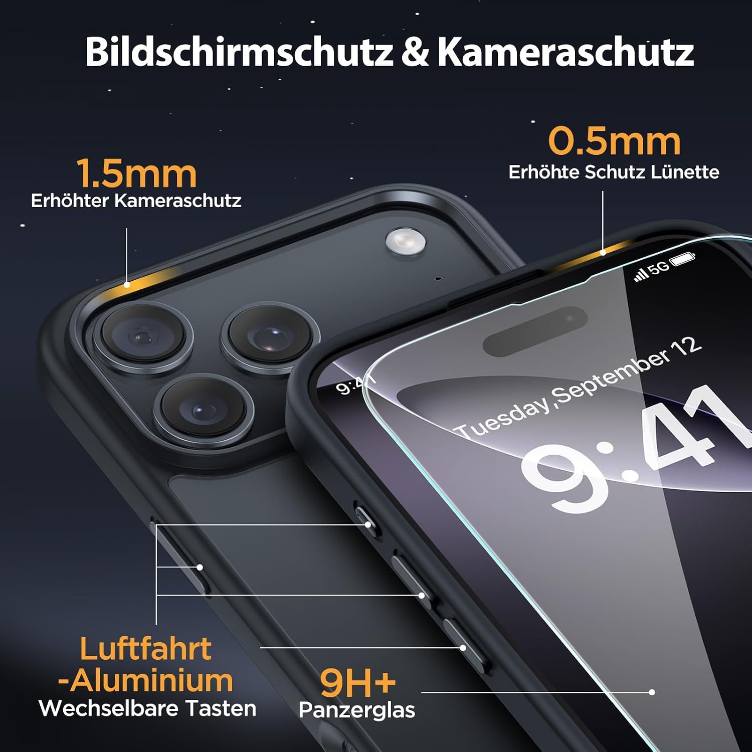 image:imageMiracase for iPhone 16 Pro Matte Series Case Magnetic OrangeBlack