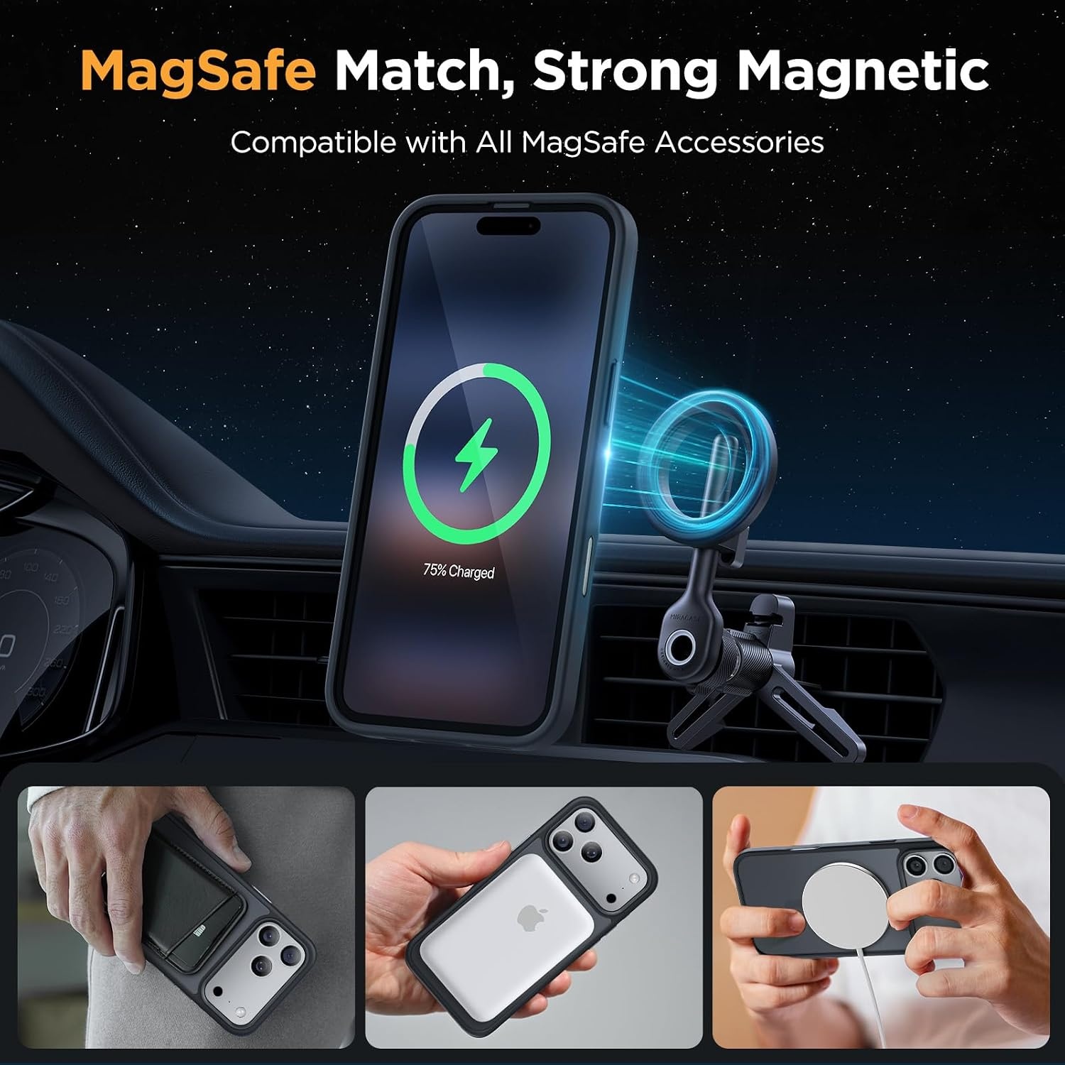 image:imageMiracase for iPhone 16 Pro Matte Series Case Magnetic OrangeBlackButton