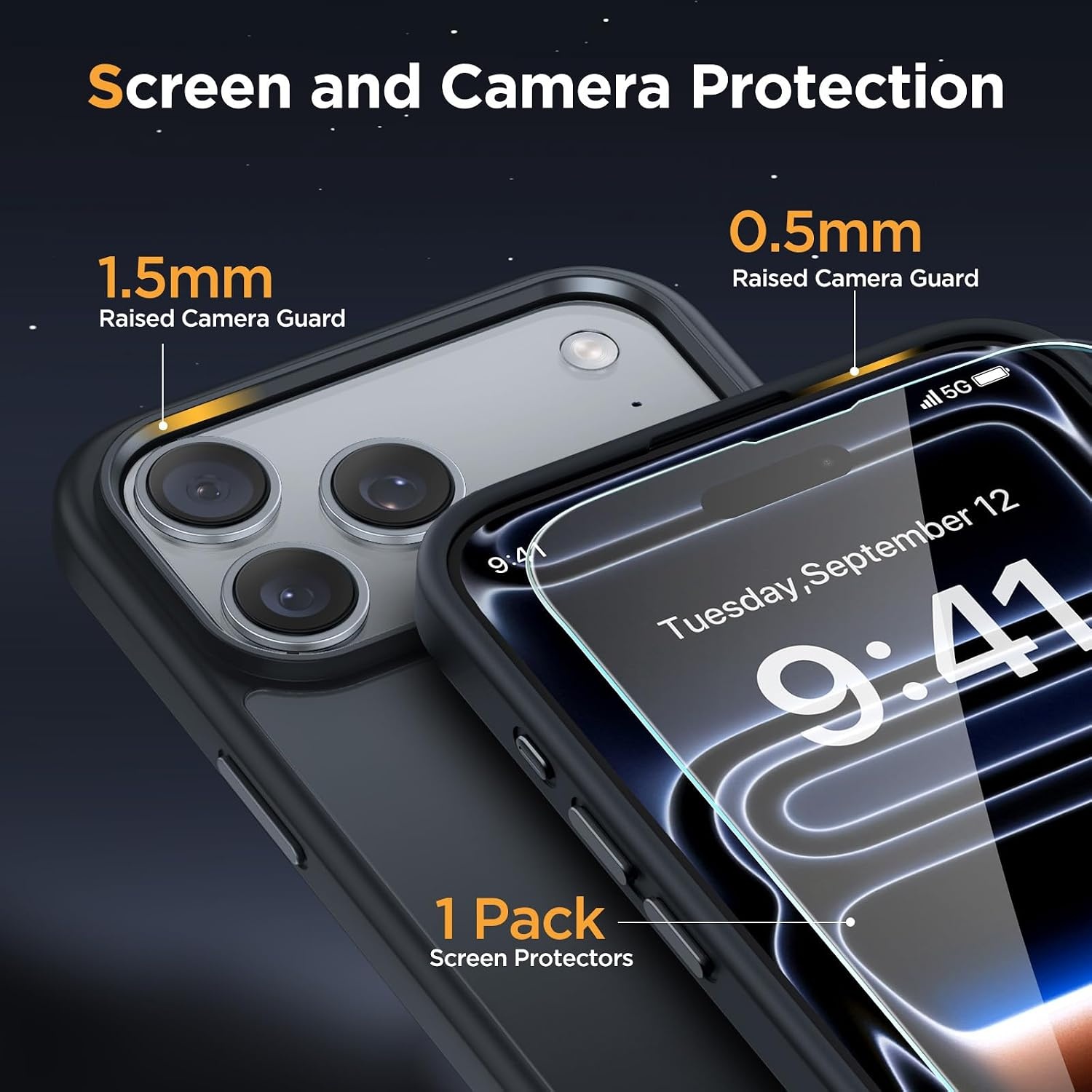 image:imageMiracase for iPhone 16 Pro Matte Series Case Magnetic OrangeBlackButton
