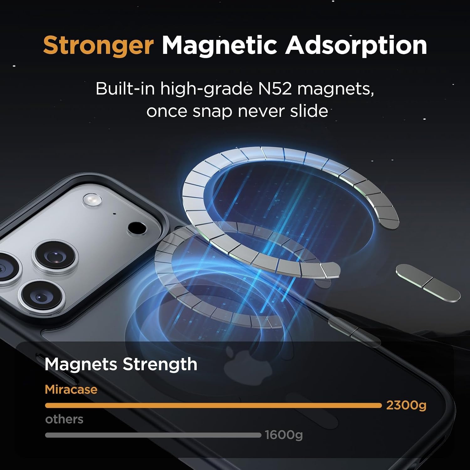image:imageMiracase for iPhone 16 Pro Matte Series Case Magnetic OrangeBlackButton