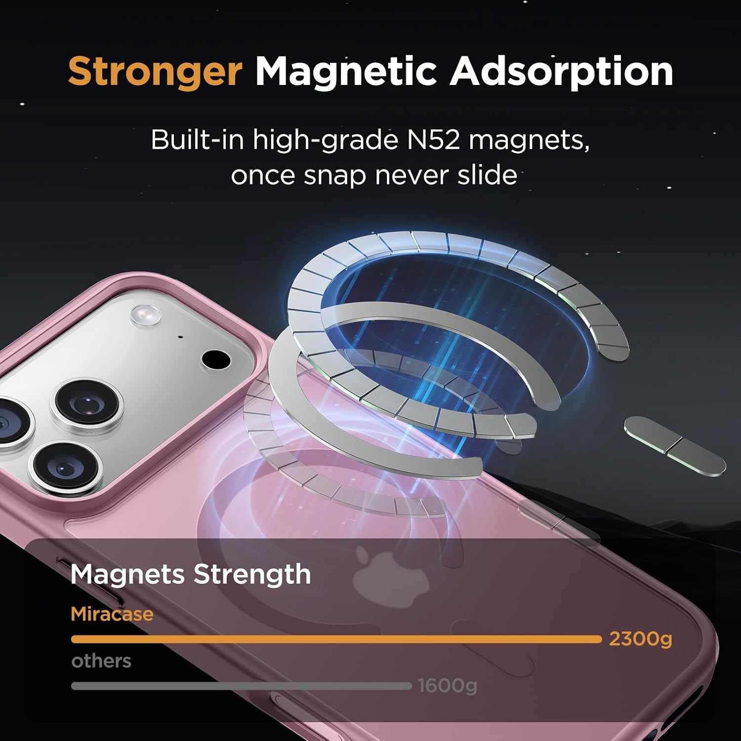 image:imageMiracase for iPhone 16 Pro Matte Series Case Magnetic OrangeBlackcurrant