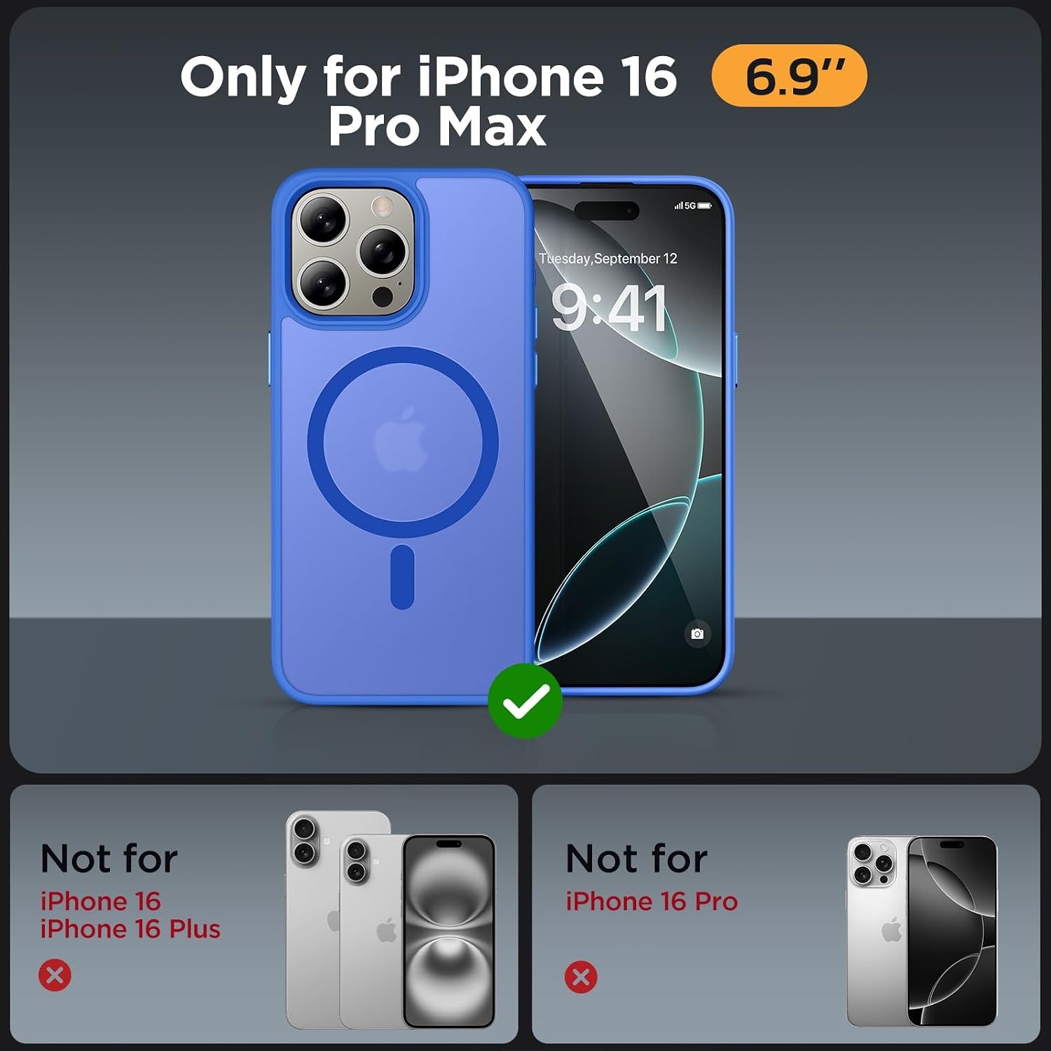 image:imageMiracase for iPhone 16 Pro Matte Series Case Magnetic OrangeBlue