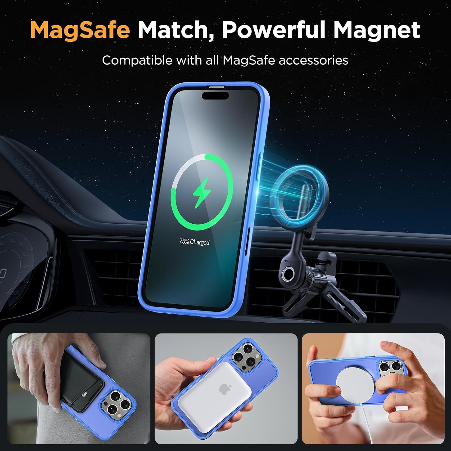 image:imageMiracase for iPhone 16 Pro Matte Series Case Magnetic OrangeBlue