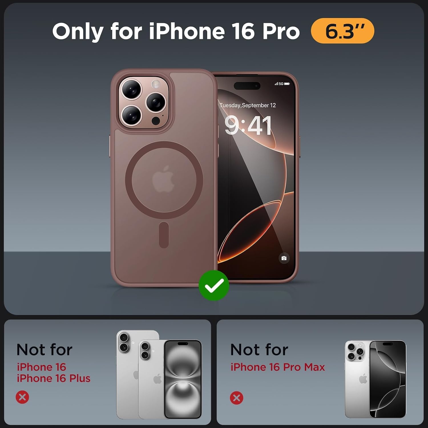 image:imageMiracase for iPhone 16 Pro Matte Series Case Magnetic OrangeBrown