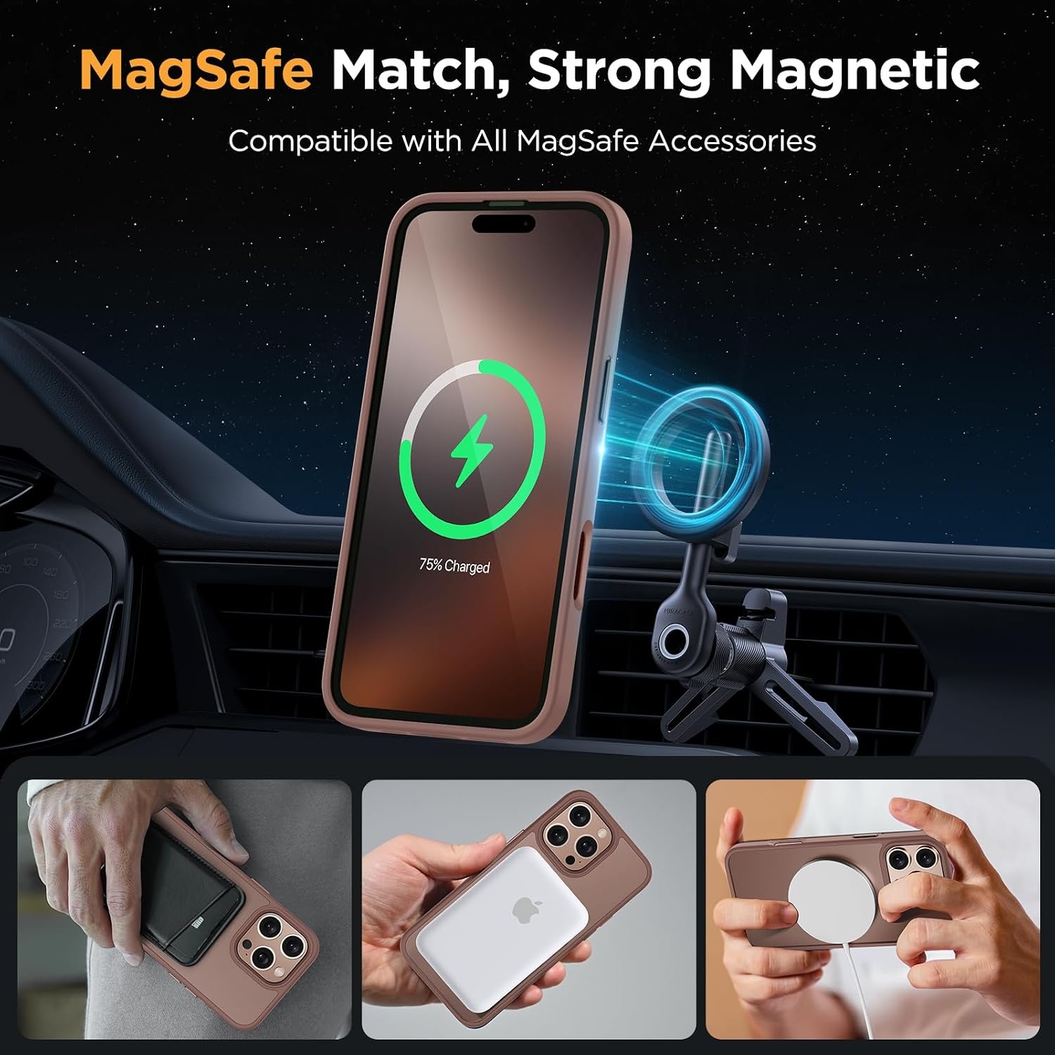 image:imageMiracase for iPhone 16 Pro Matte Series Case Magnetic OrangeBrown