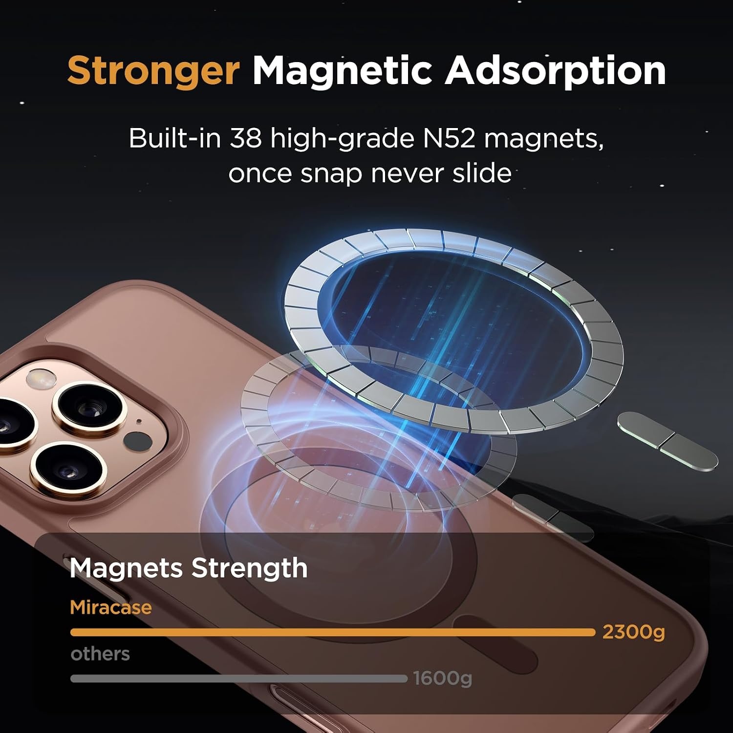image:imageMiracase for iPhone 16 Pro Matte Series Case Magnetic OrangeBrown