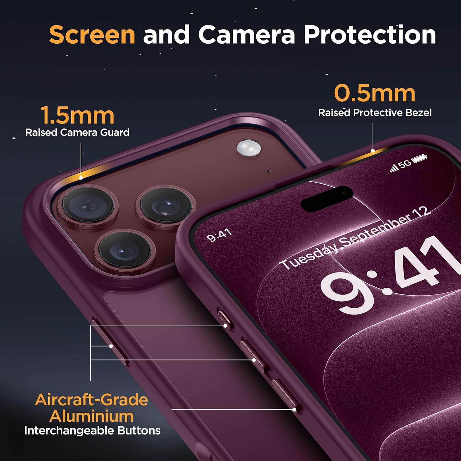 image:imageMiracase for iPhone 16 Pro Matte Series Case Magnetic OrangeBurgundy