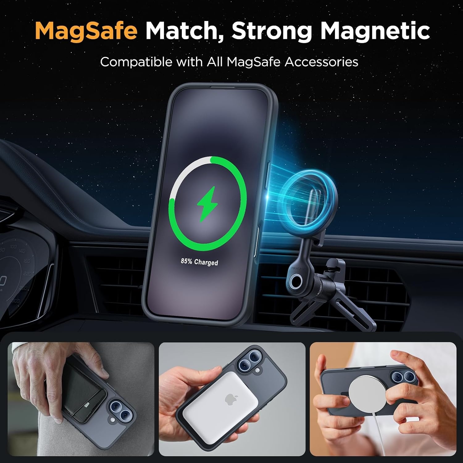 image:imageMiracase for iPhone 16 Pro Matte Series Case Magnetic OrangeClassic Black