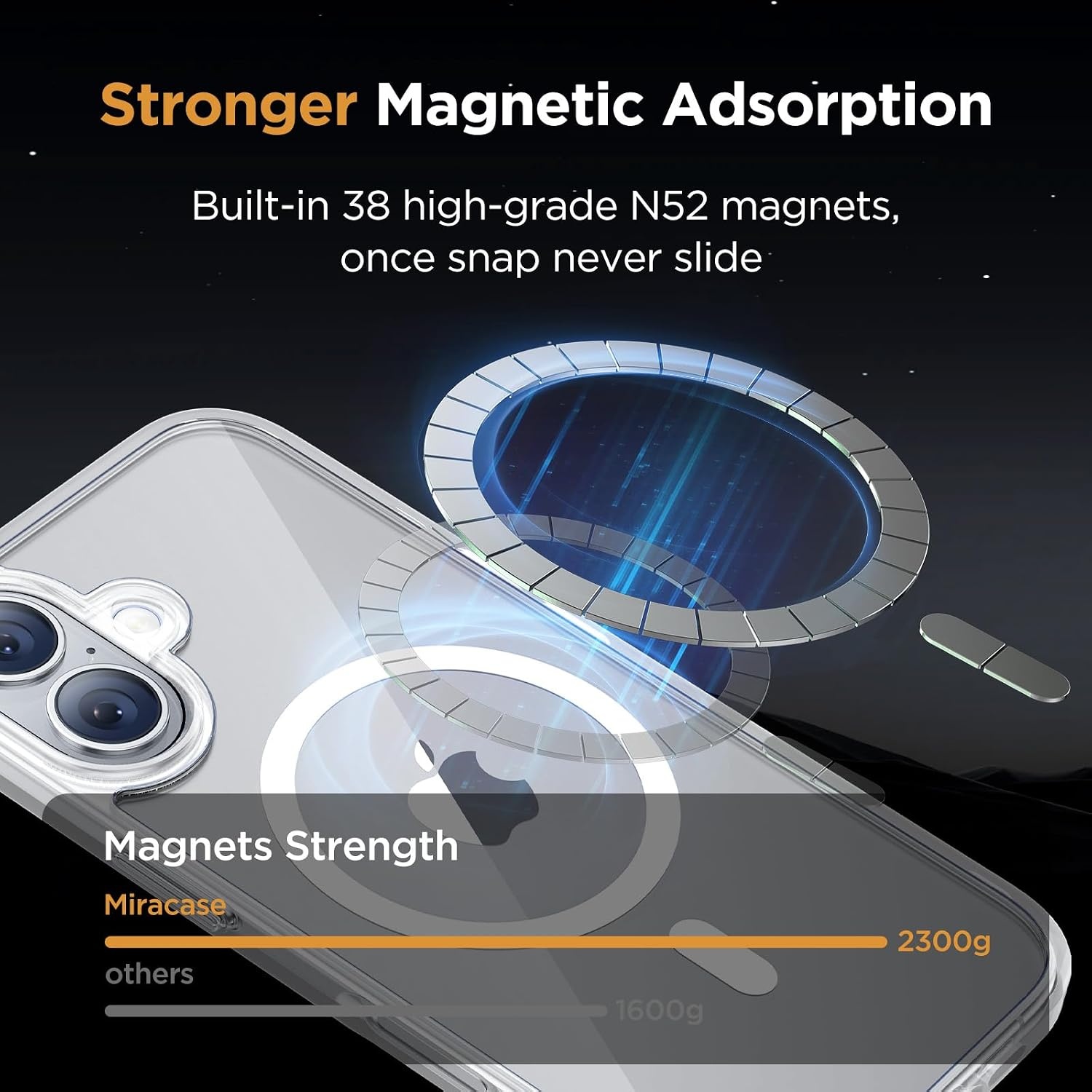 image:imageMiracase for iPhone 16 Pro Matte Series Case Magnetic OrangeClassic Clear