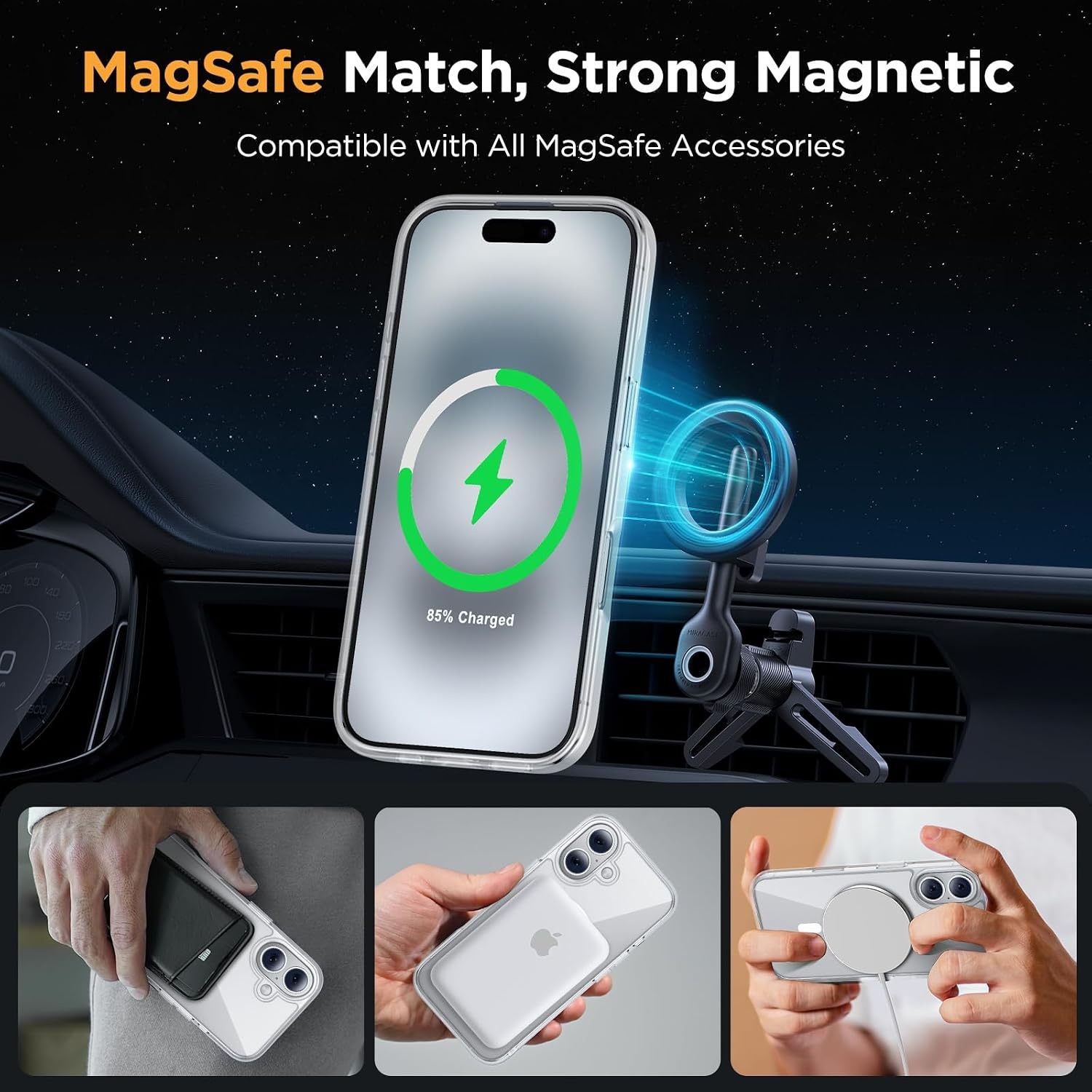 image:imageMiracase for iPhone 16 Pro Matte Series Case Magnetic OrangeClassic Clear