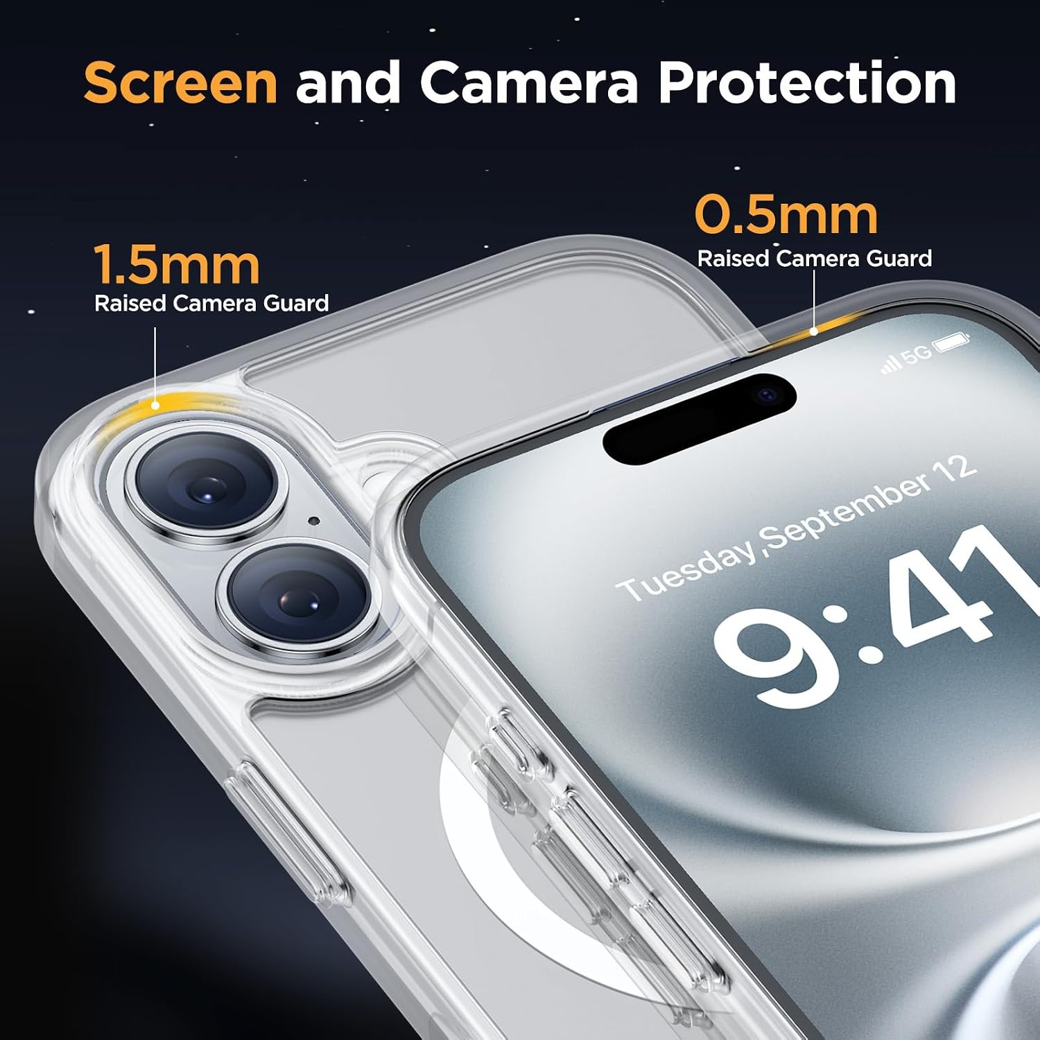 image:imageMiracase for iPhone 16 Pro Matte Series Case Magnetic OrangeClassic Clear