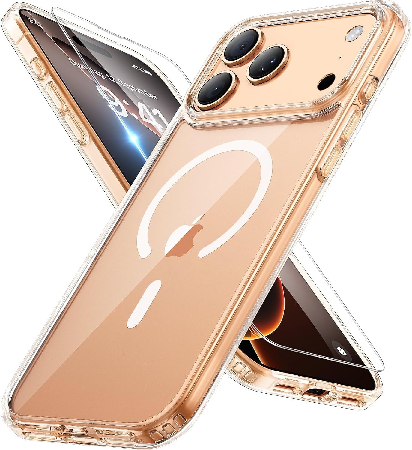 image:imageMiracase for iPhone 16 Pro Matte Series Case Magnetic OrangeClear