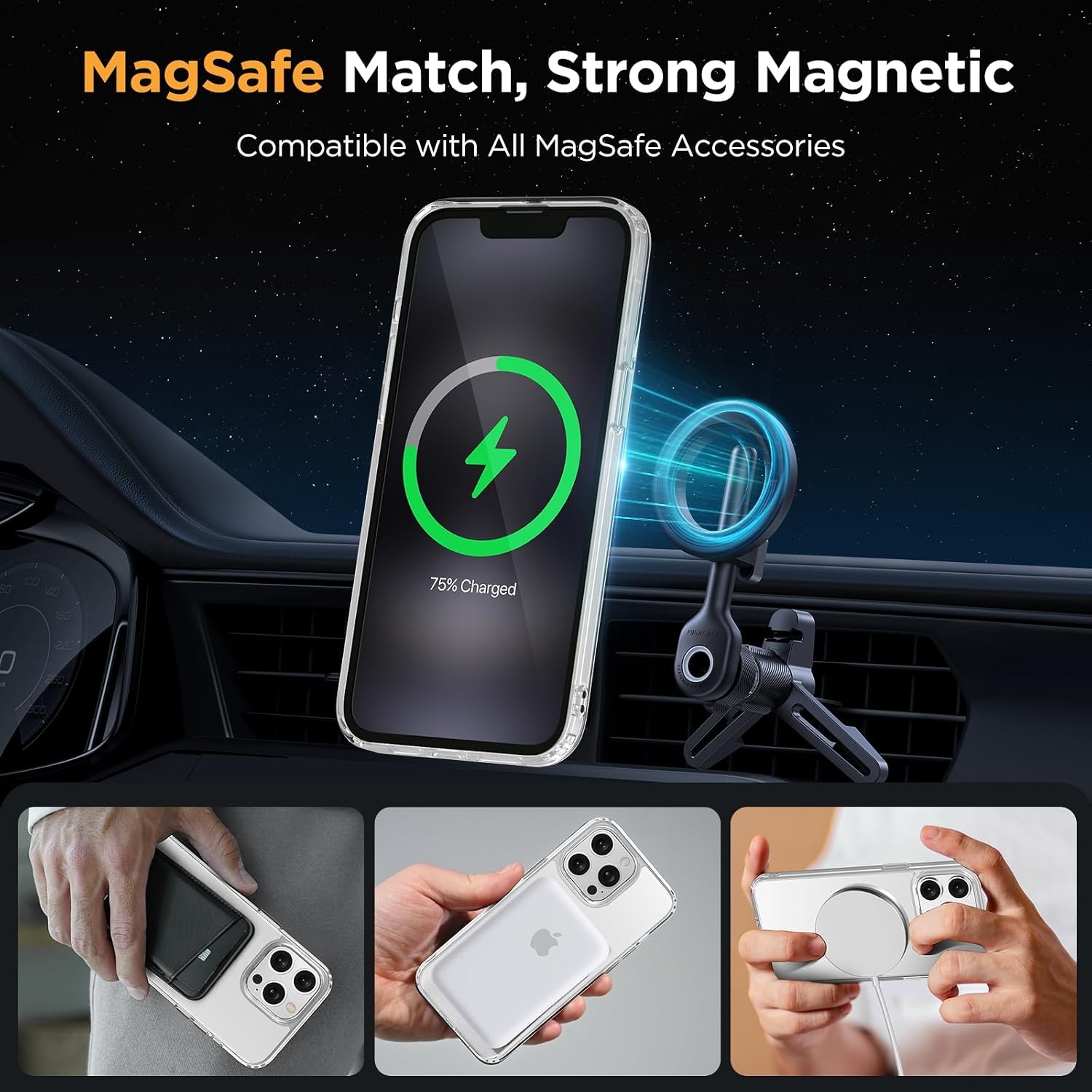 image:imageMiracase for iPhone 16 Pro Matte Series Case Magnetic OrangeClear