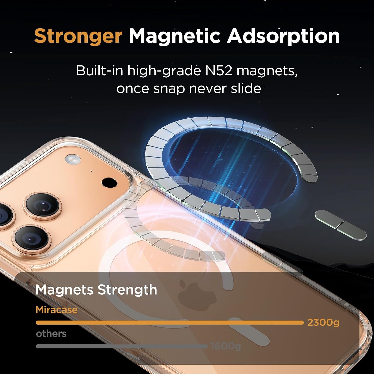 image:imageMiracase for iPhone 16 Pro Matte Series Case Magnetic OrangeClear
