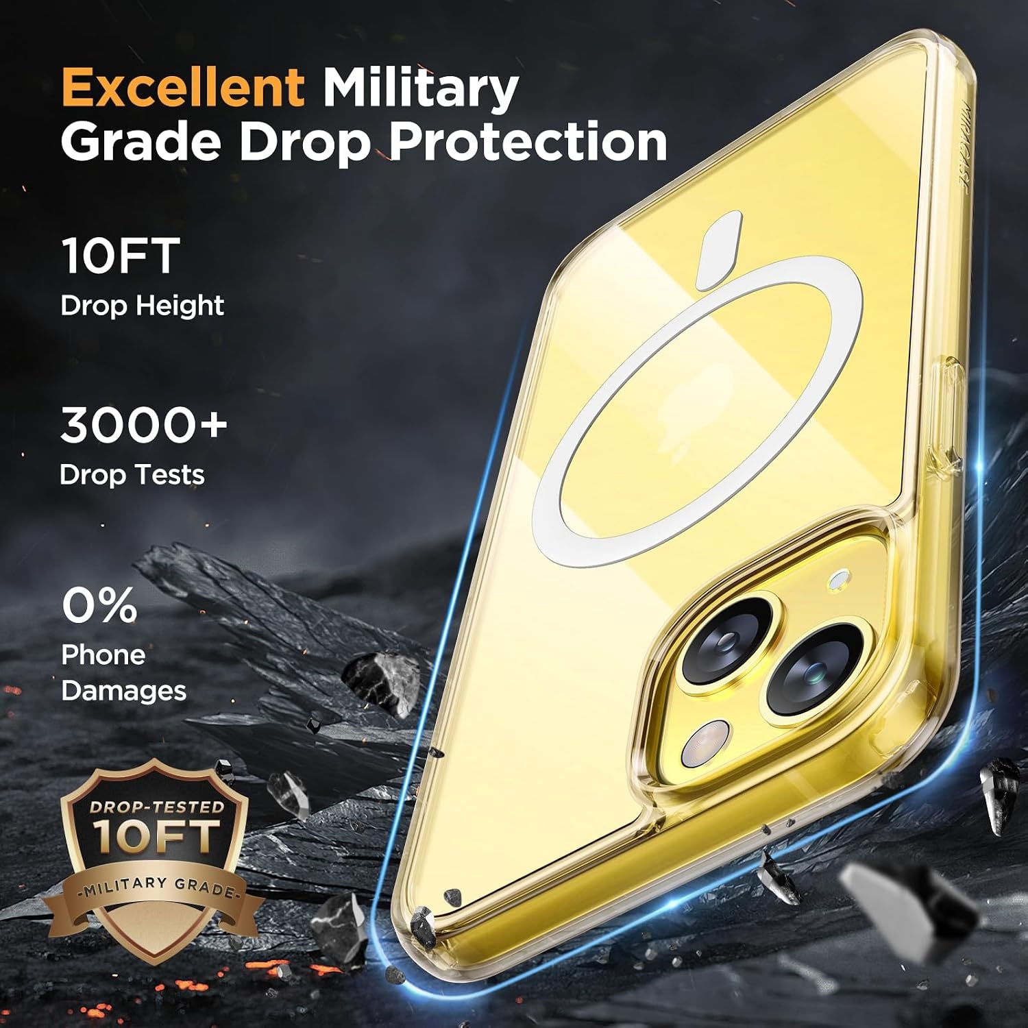 image:imageMiracase for iPhone 16 Pro Matte Series Case Magnetic OrangeClear