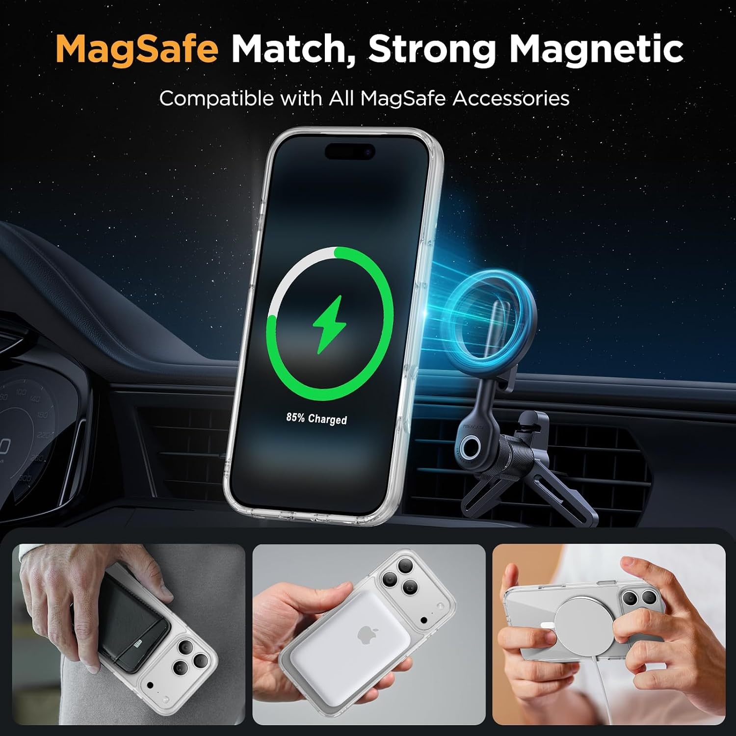 image:imageMiracase for iPhone 16 Pro Matte Series Case Magnetic OrangeClear