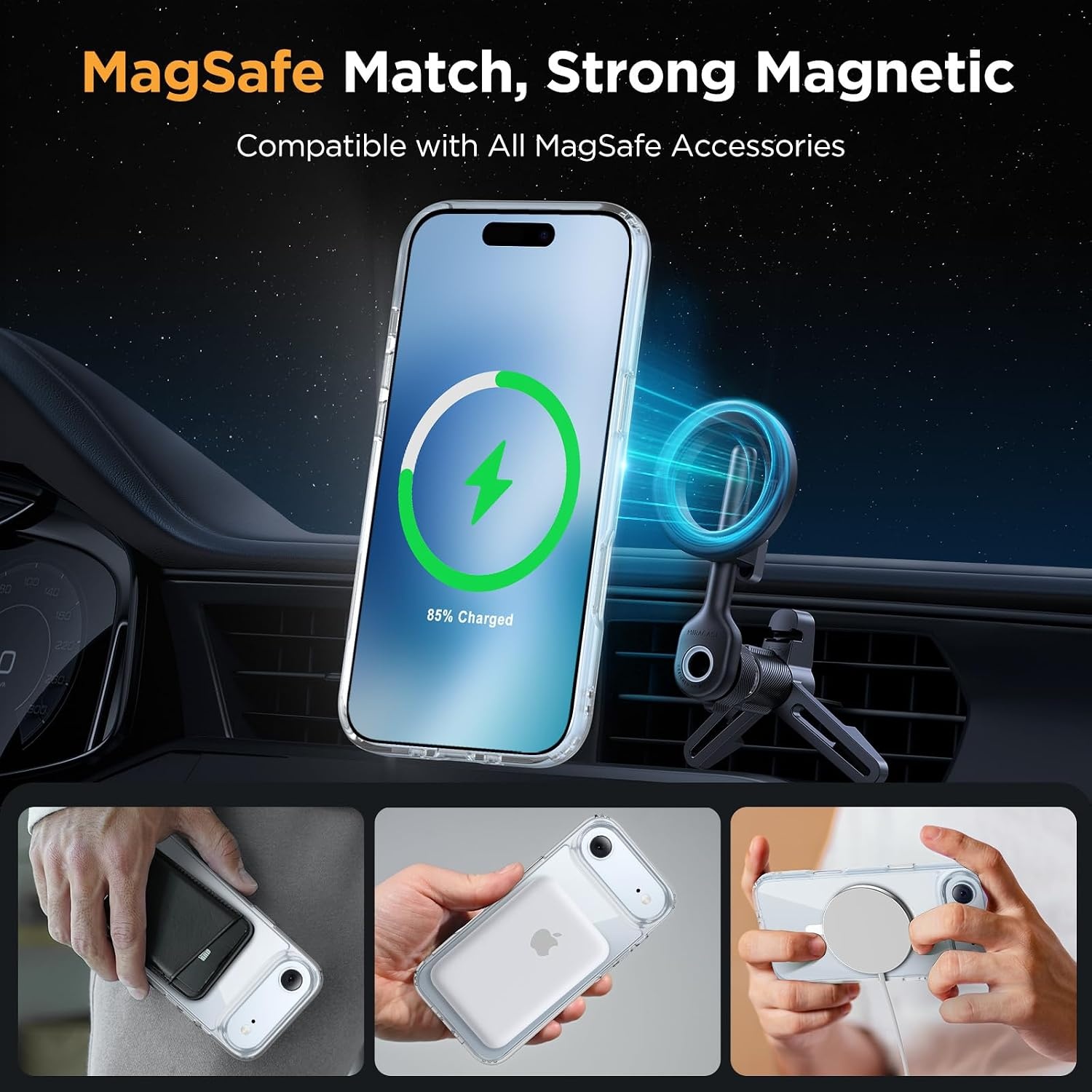 image:imageMiracase for iPhone 16 Pro Matte Series Case Magnetic OrangeClear