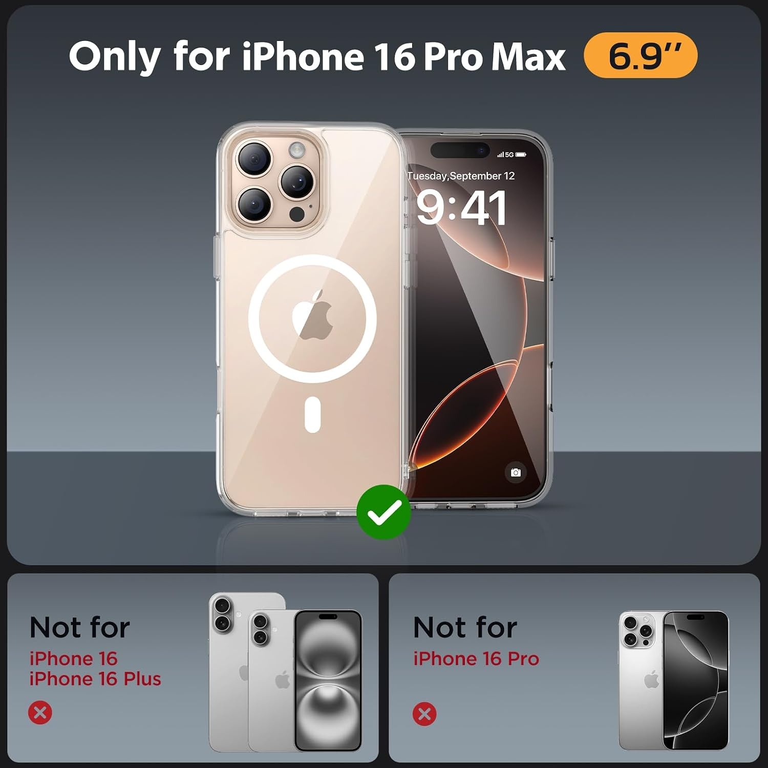 image:imageMiracase for iPhone 16 Pro Matte Series Case Magnetic OrangeClear