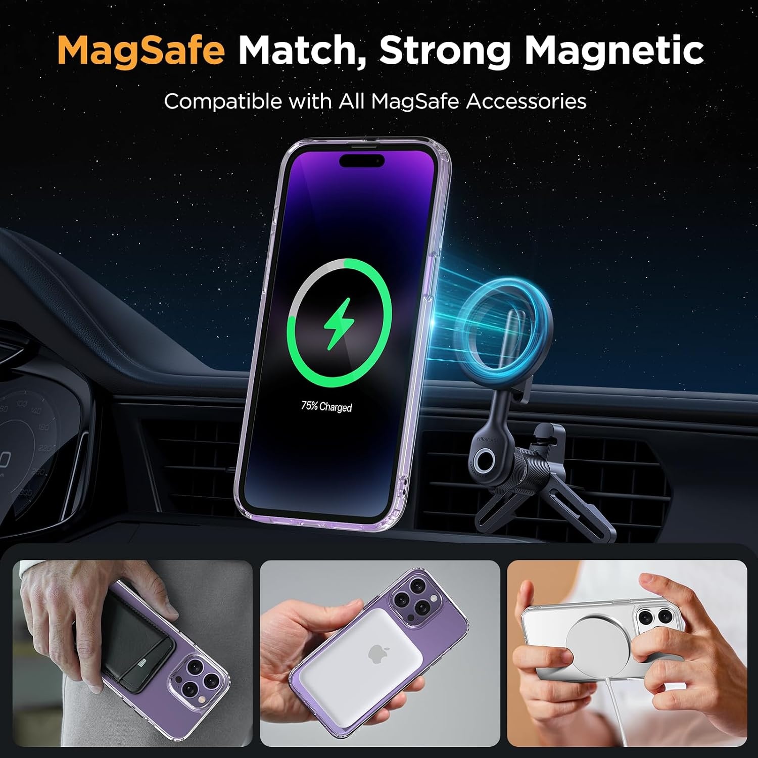 image:imageMiracase for iPhone 16 Pro Matte Series Case Magnetic OrangeClear