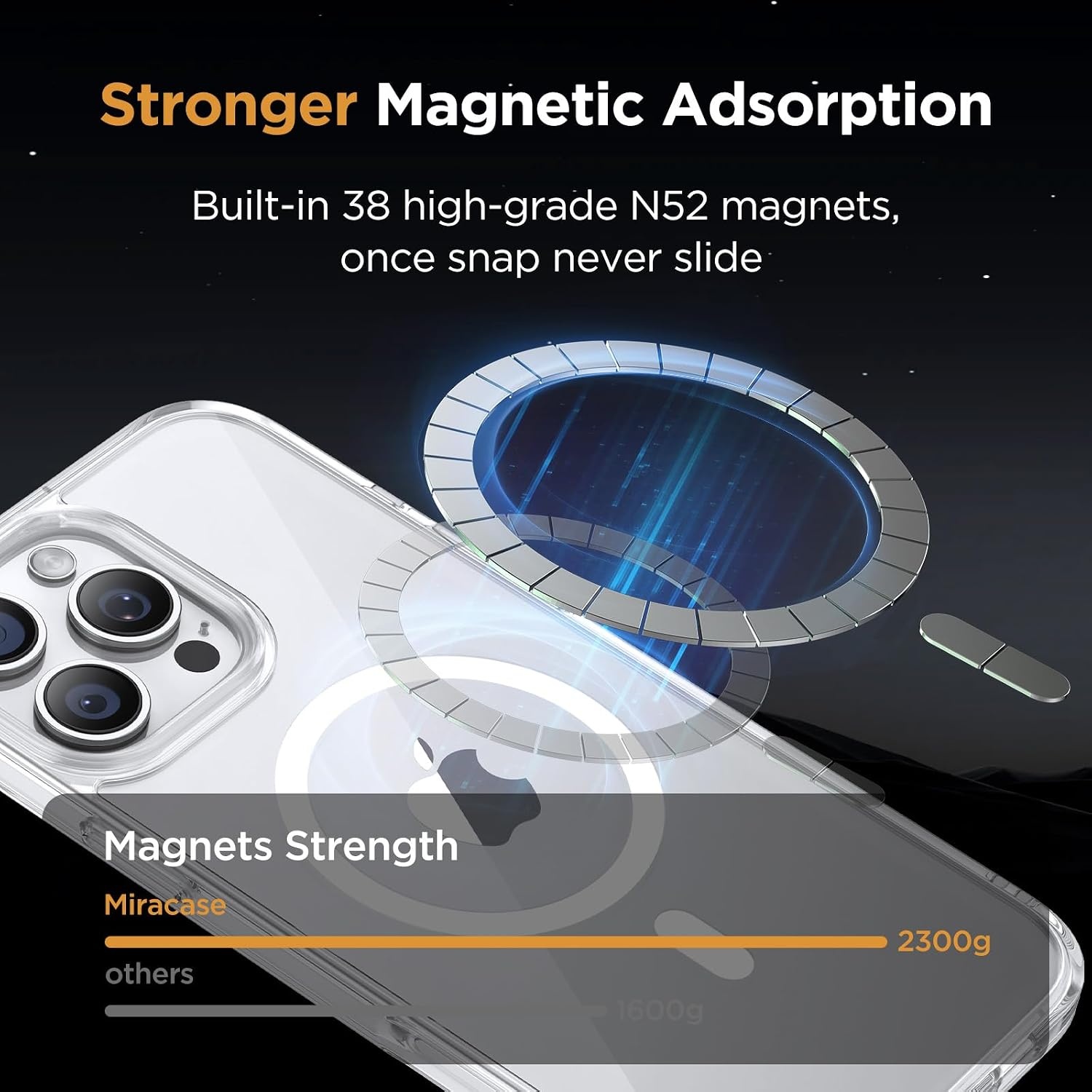 image:imageMiracase for iPhone 16 Pro Matte Series Case Magnetic OrangeClear