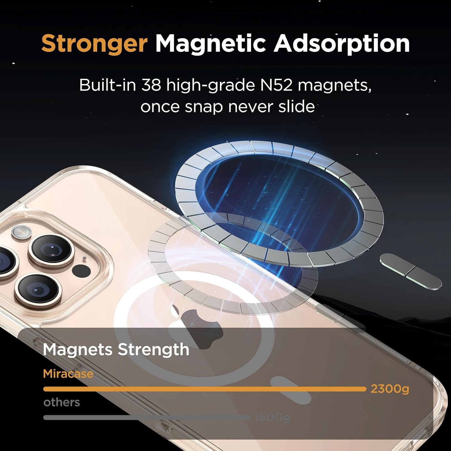 image:imageMiracase for iPhone 16 Pro Matte Series Case Magnetic OrangeClear