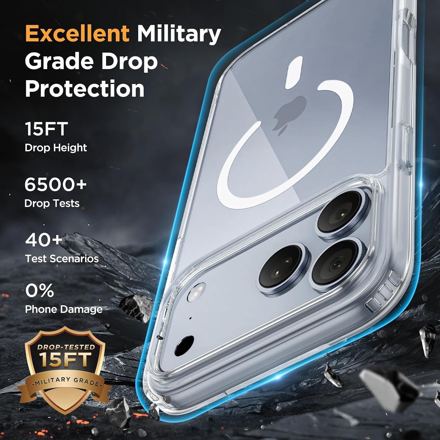 image:imageMiracase for iPhone 16 Pro Matte Series Case Magnetic OrangeClear