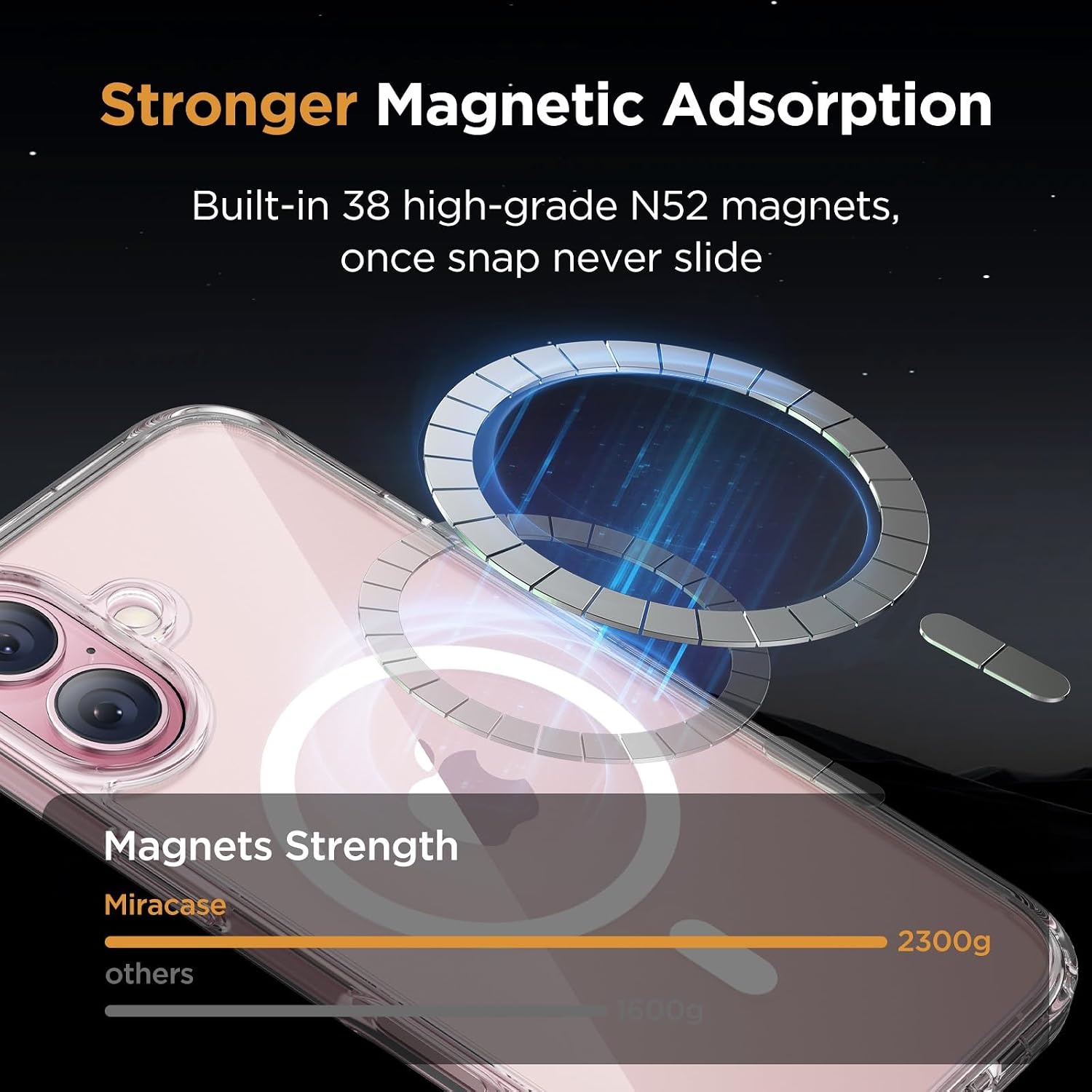 image:imageMiracase for iPhone 16 Pro Matte Series Case Magnetic OrangeClear